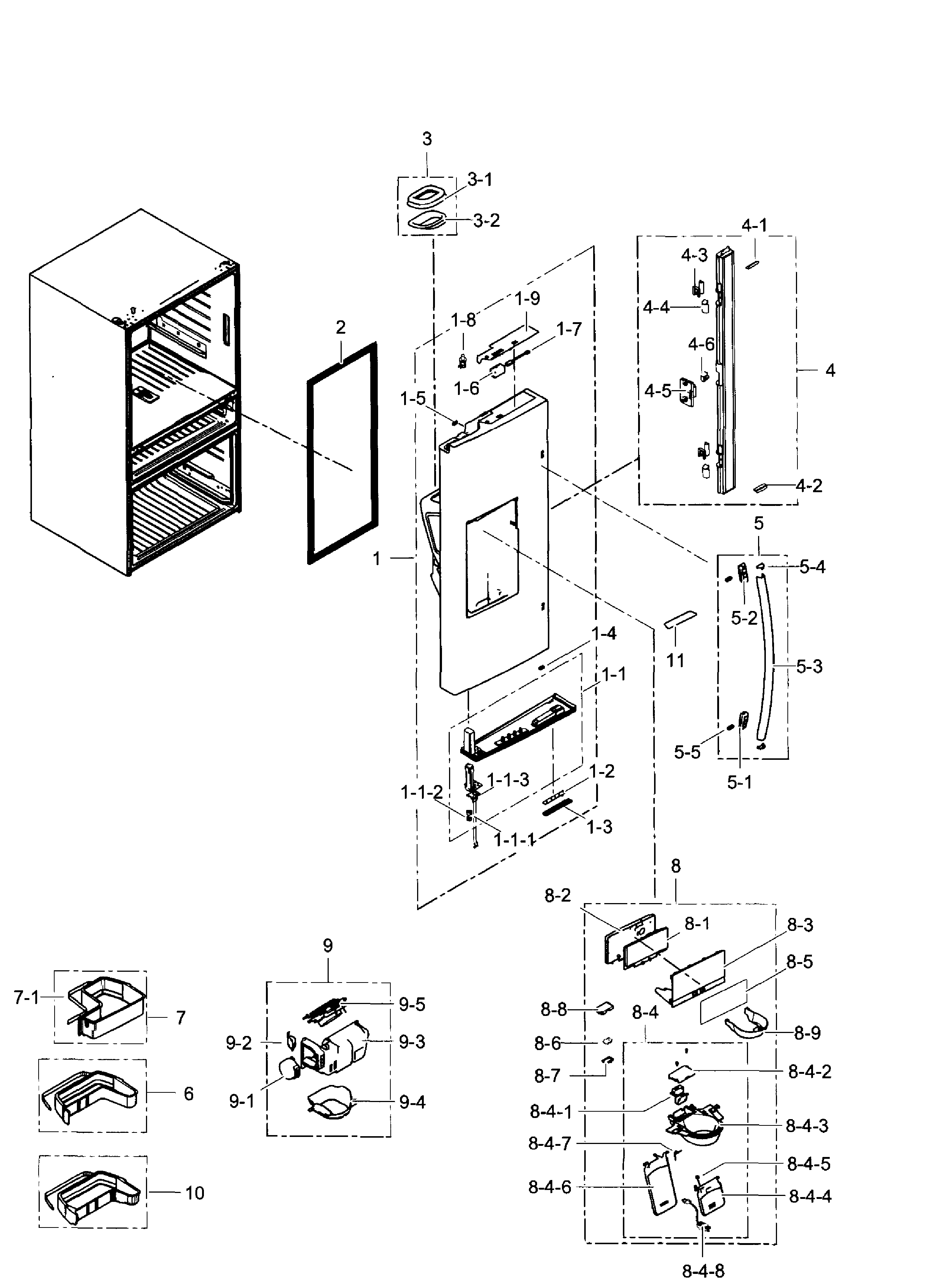 Samsung RF31FMEDBBC/AA-03 left door diagram