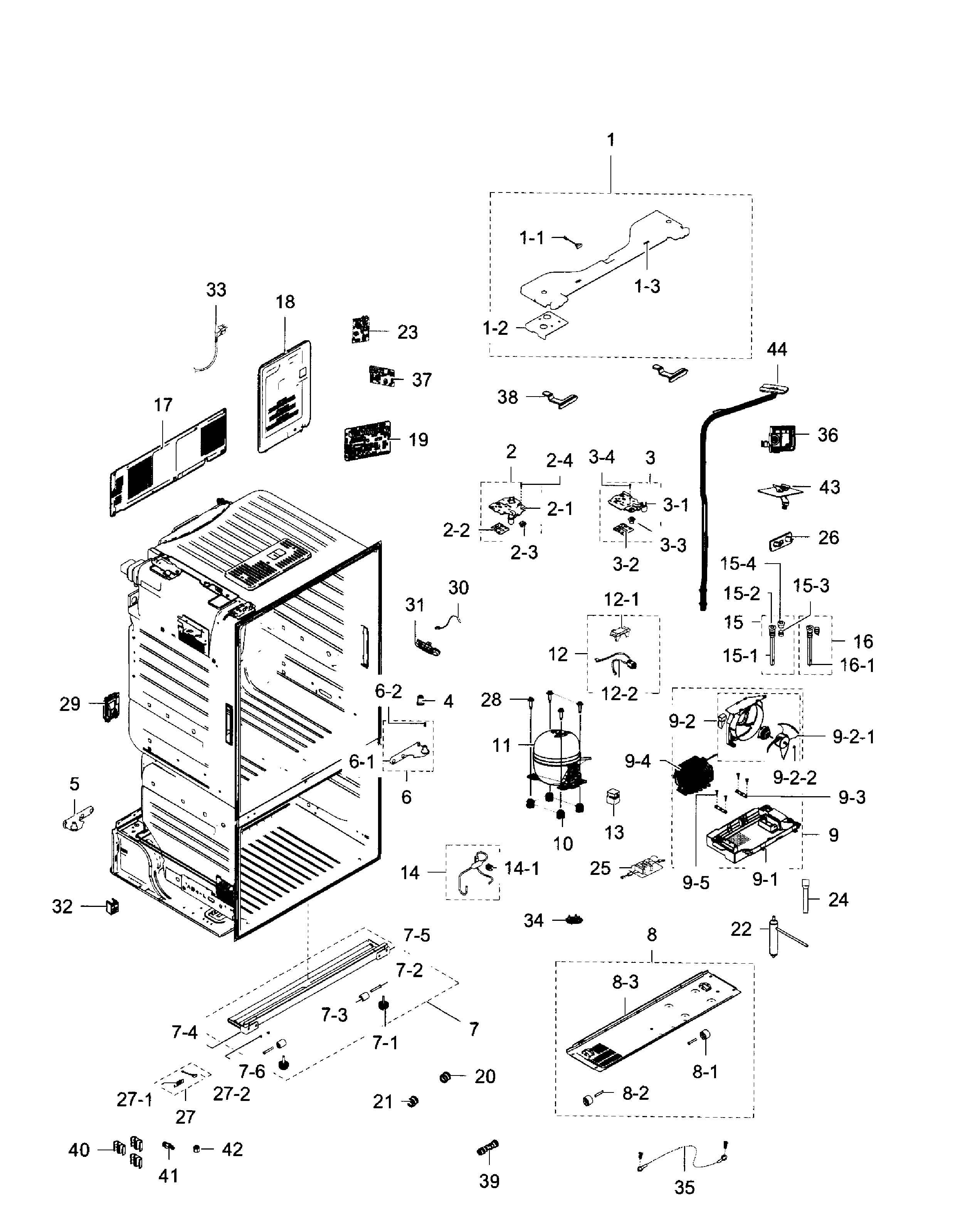 Samsung RF28HFEDBBC/AA-09 cabinet diagram