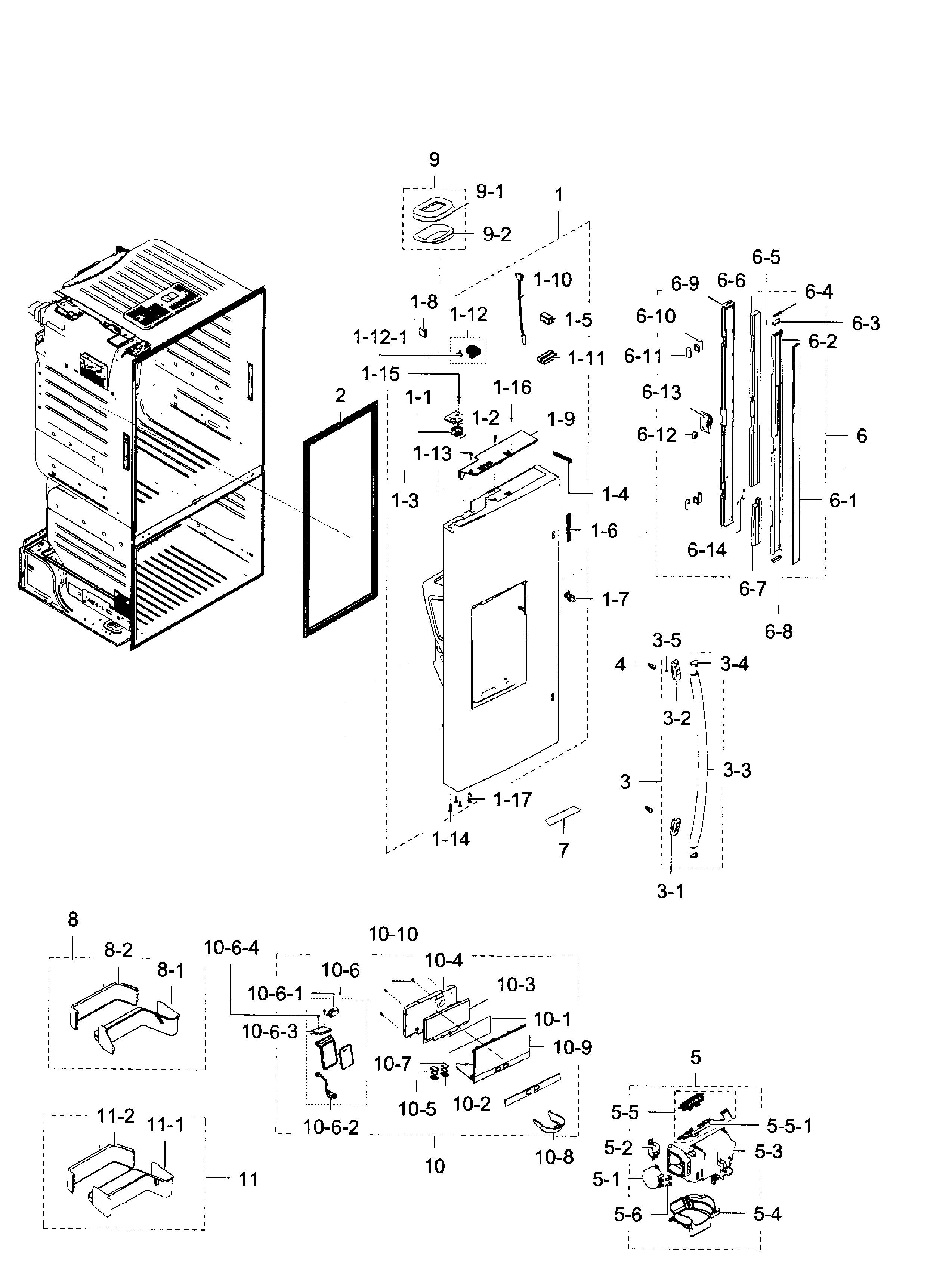 Samsung RF28HFEDBBC/AA-09 left door diagram