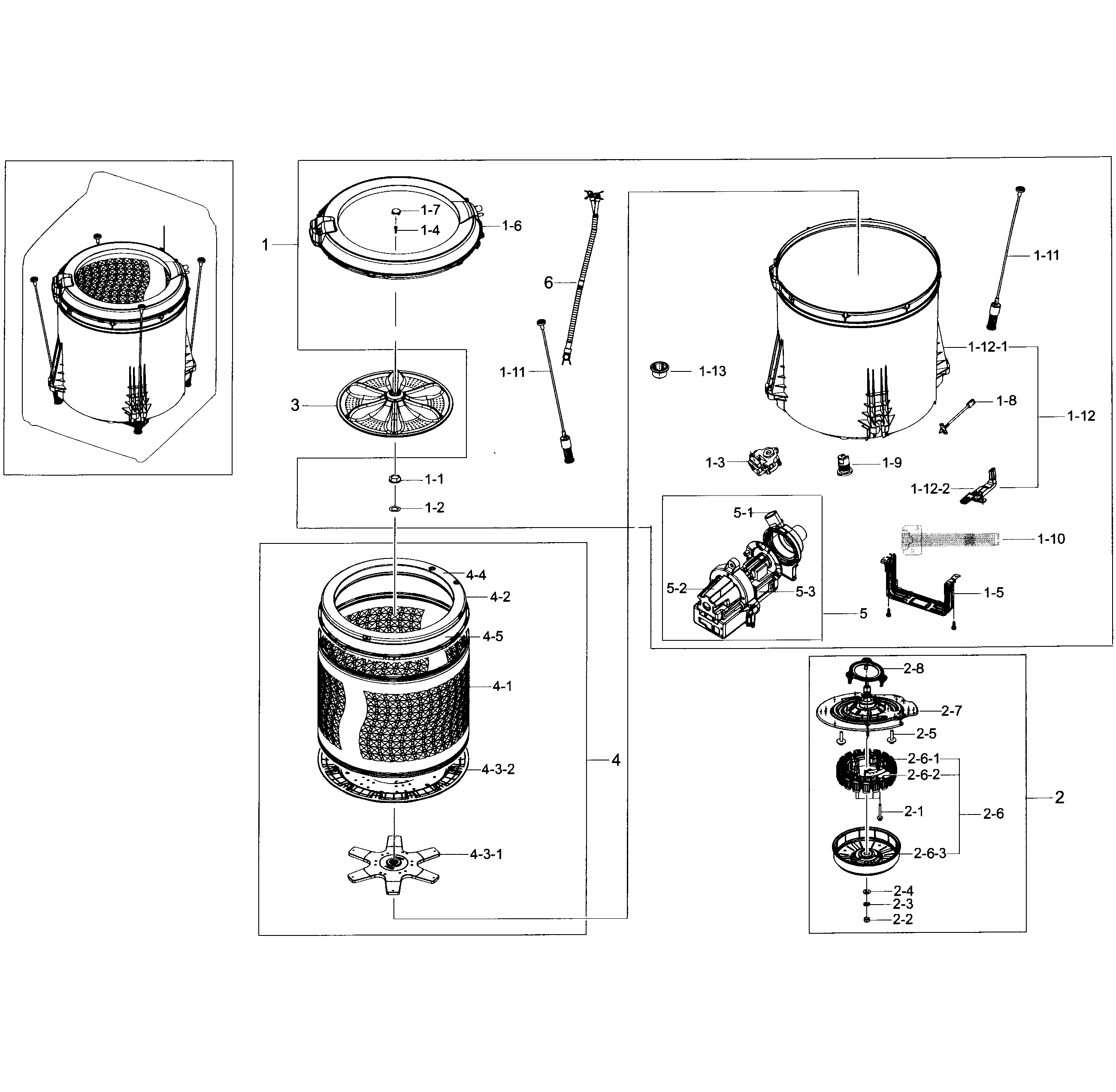 Samsung WA48J7770AP/A2-01 tub section diagram