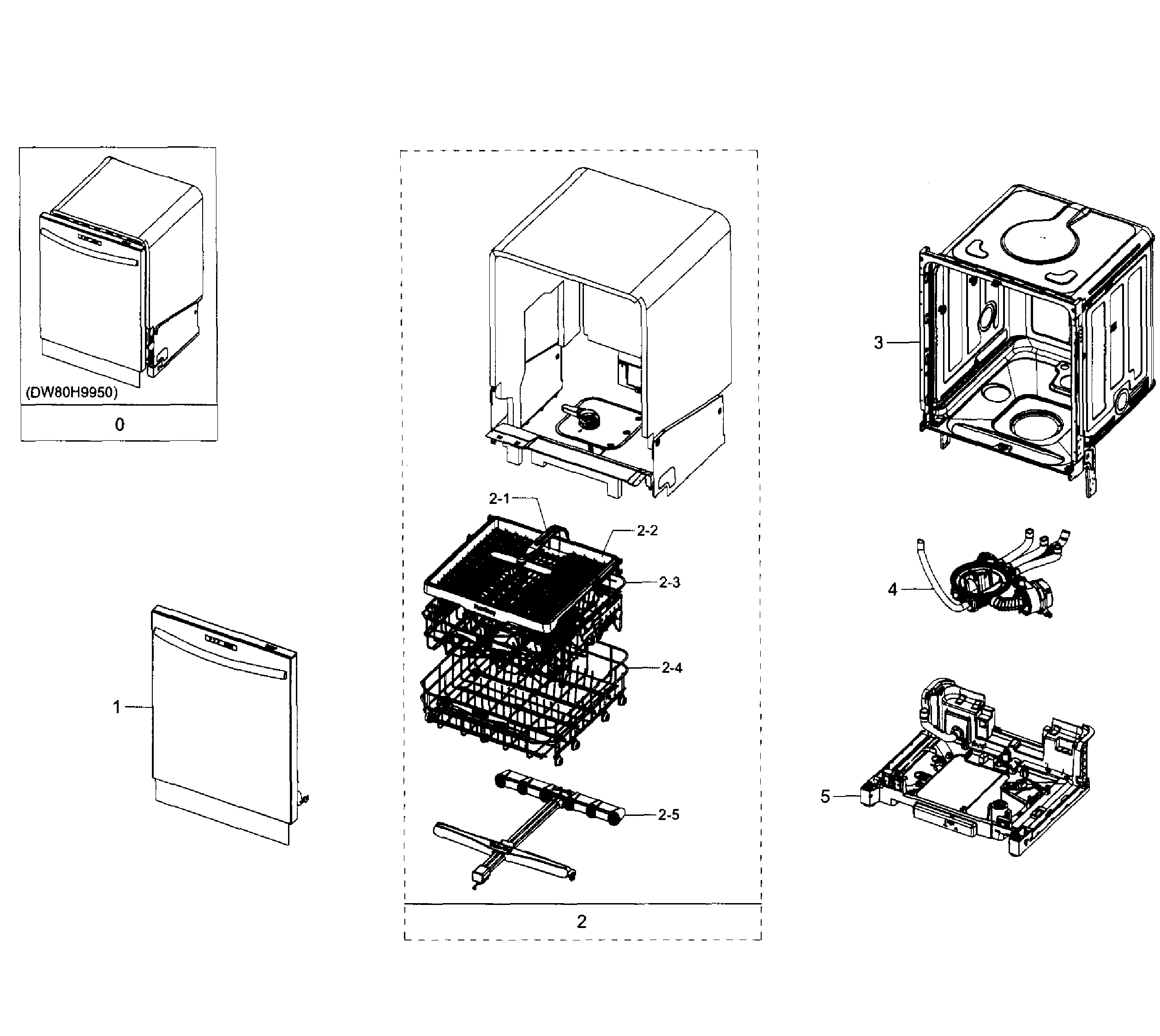 Samsung DW80H9950US/AA-01 main section diagram