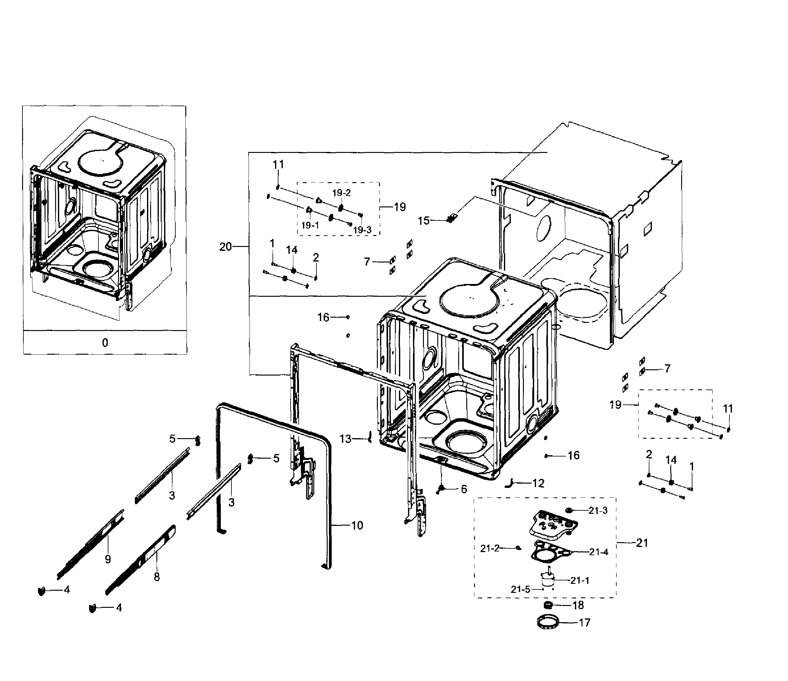 Samsung DW80H9950US/AA-01 tub diagram