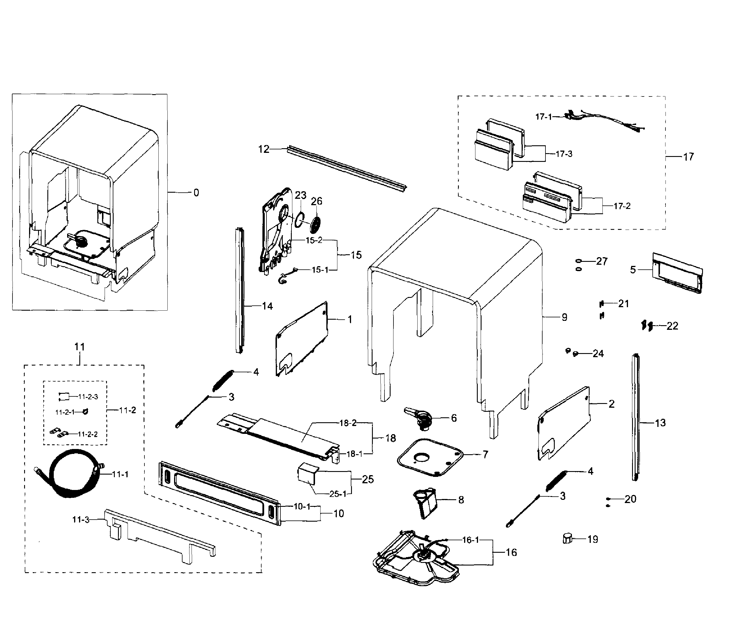 Samsung DW80H9950US/AA-01 cabinet diagram