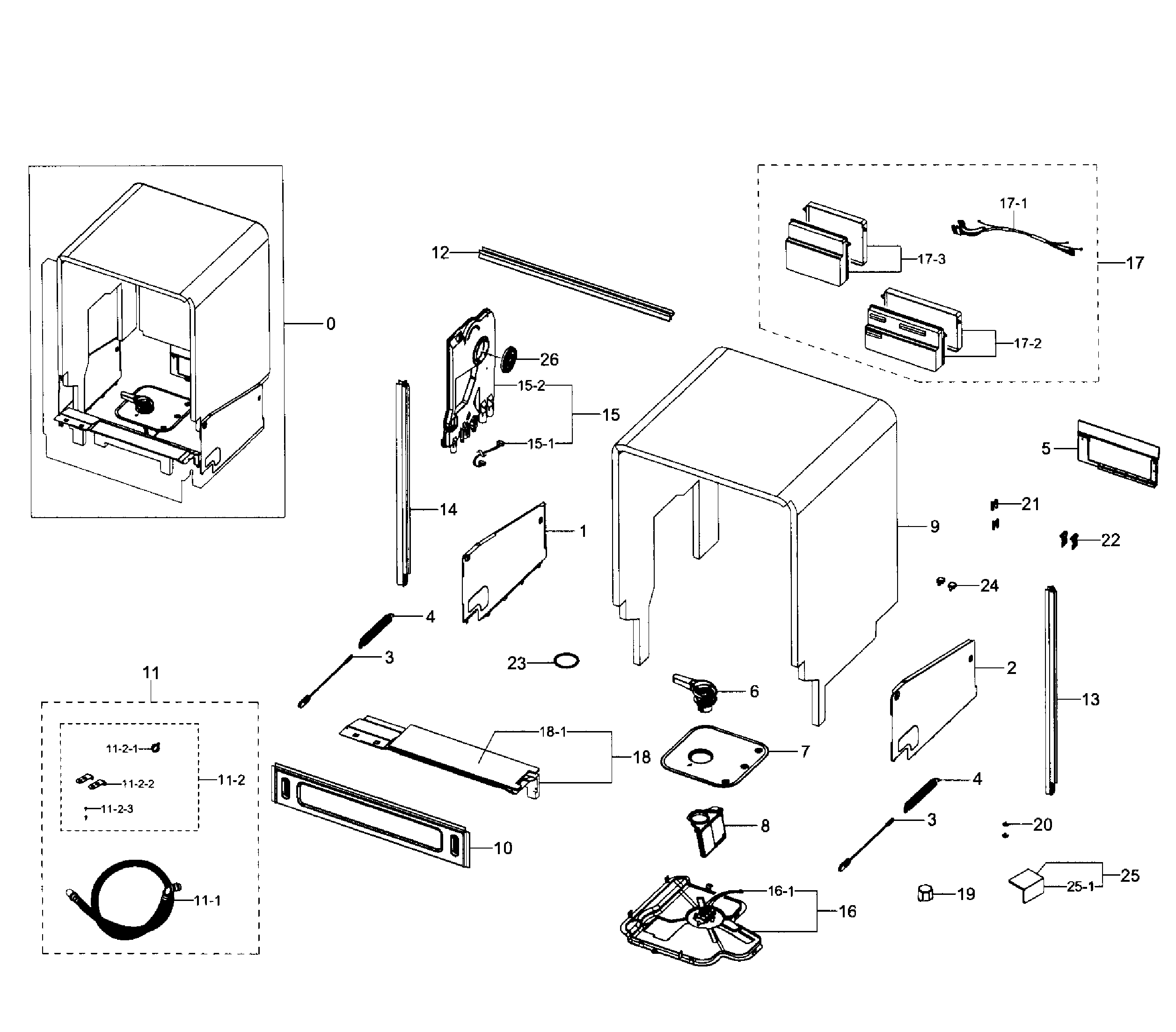 Samsung DW80J7550UG/AA-00 cabinet diagram