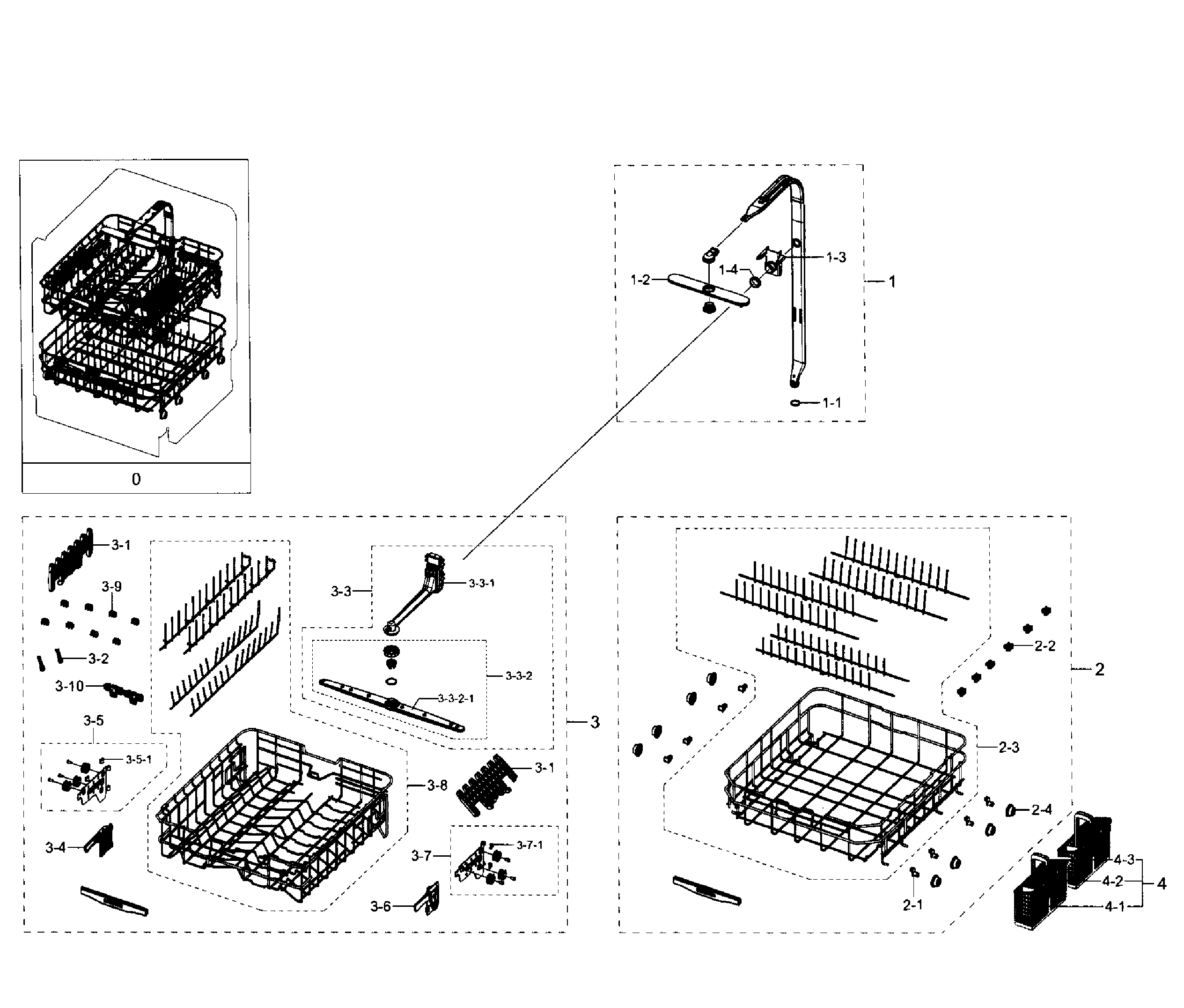 Samsung DW80J7550US/AA-01 baskets diagram