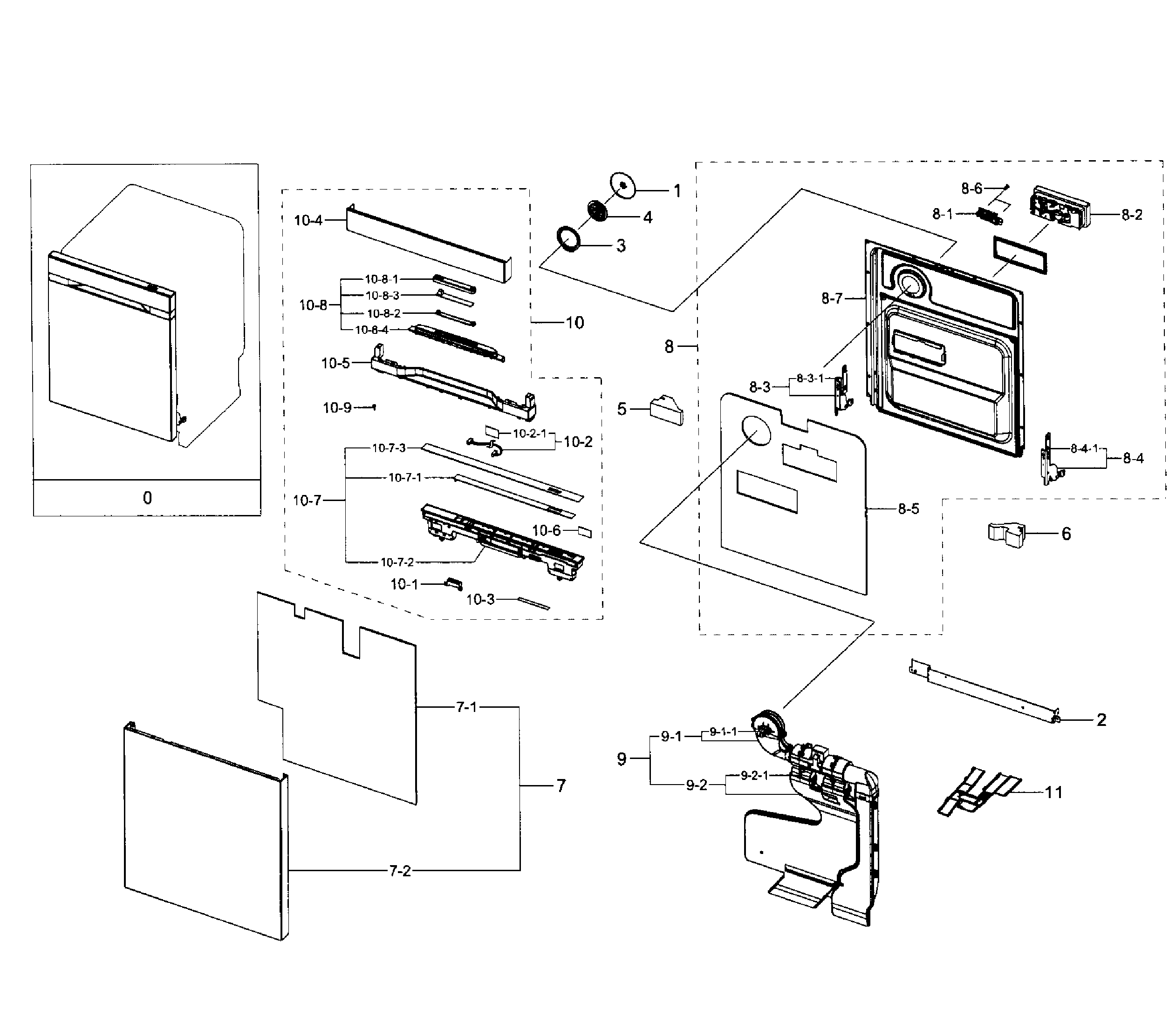 Samsung DW80J9945US/AA-01 door diagram