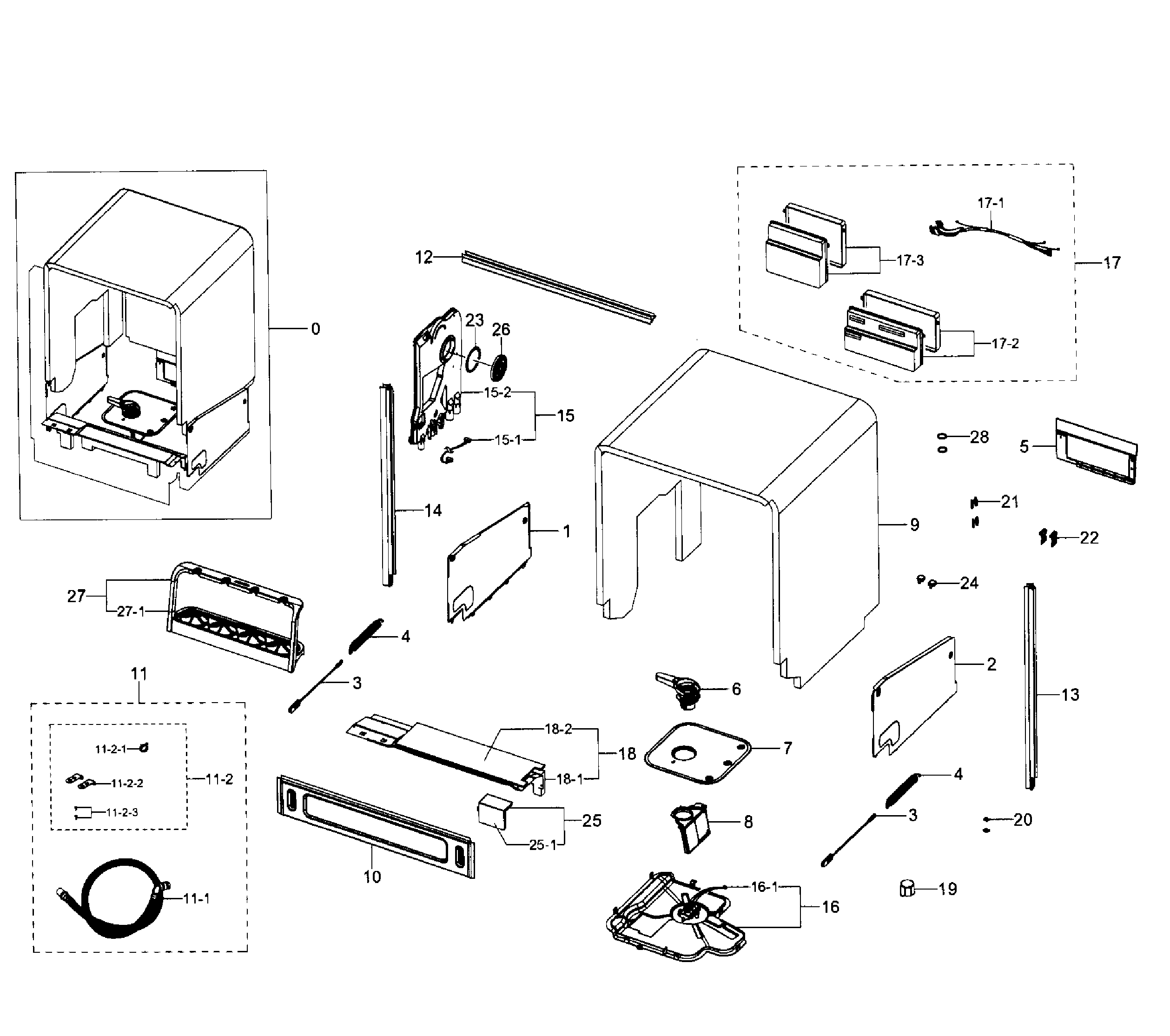 Samsung DW80J9945US/AA-01 cabinet diagram
