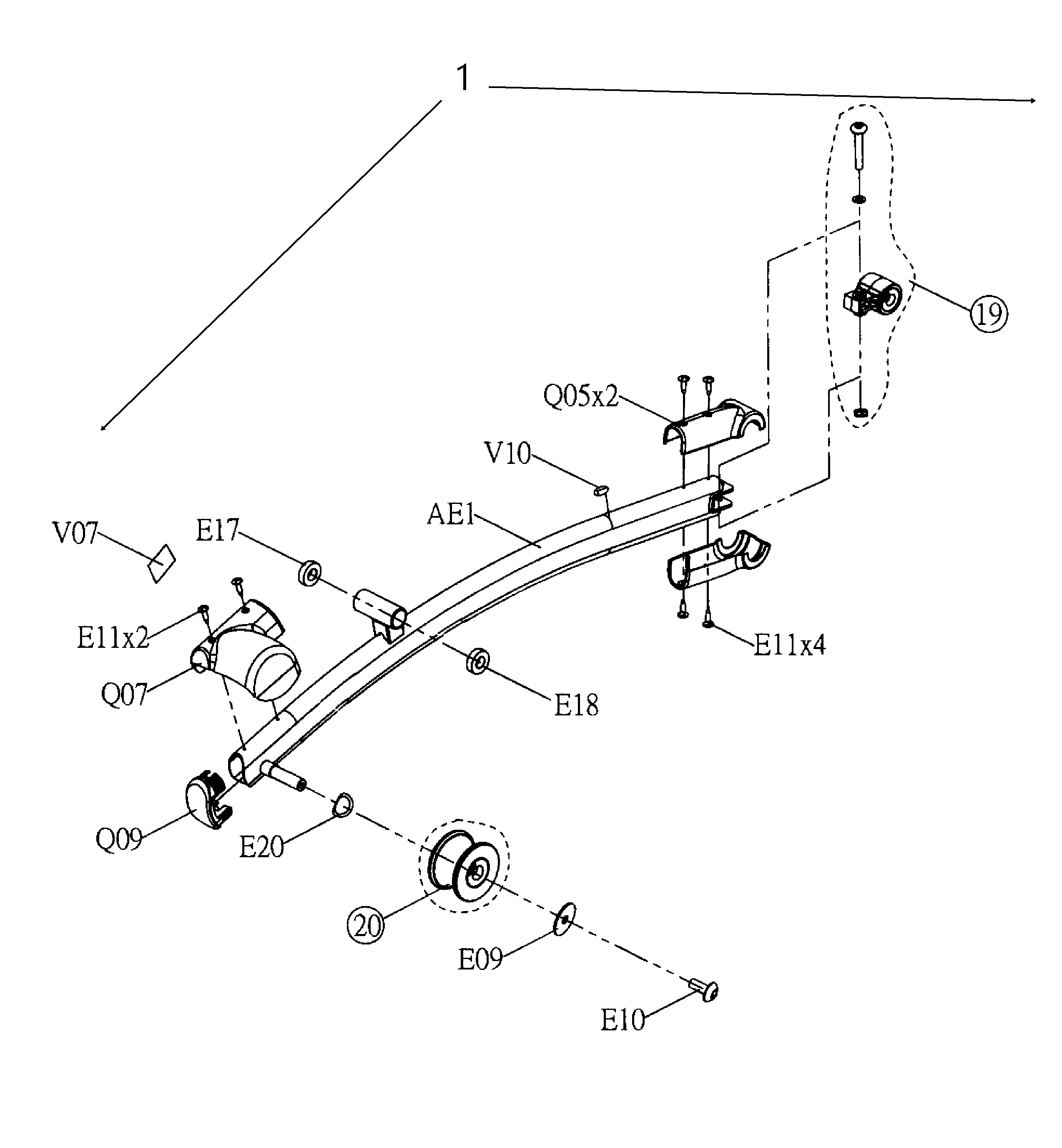 AFG 5.3AE l-pedal arm set diagram