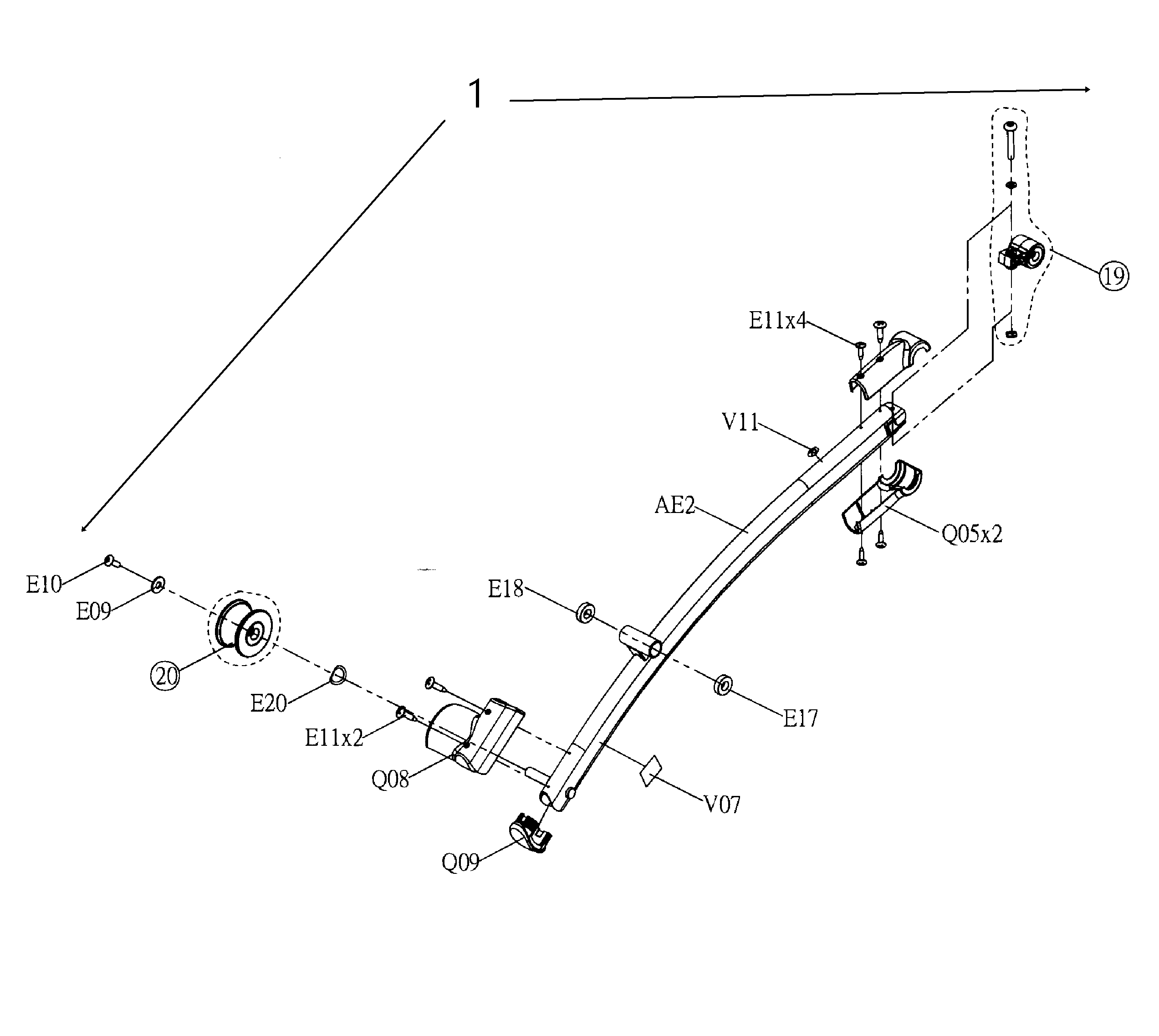 AFG 5.3AE r-pedal arm set diagram