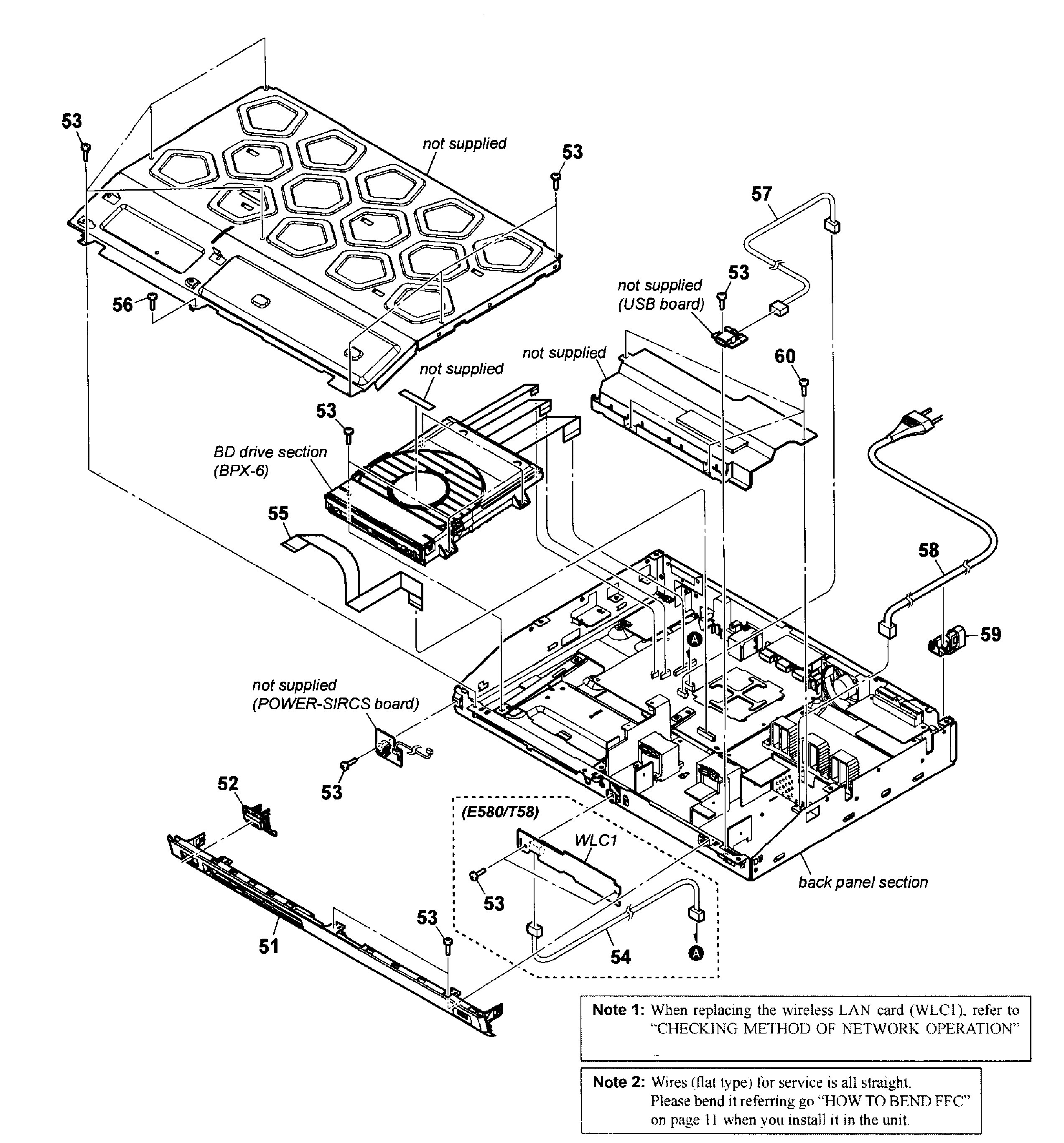 Sony BDV-T58 front section diagram