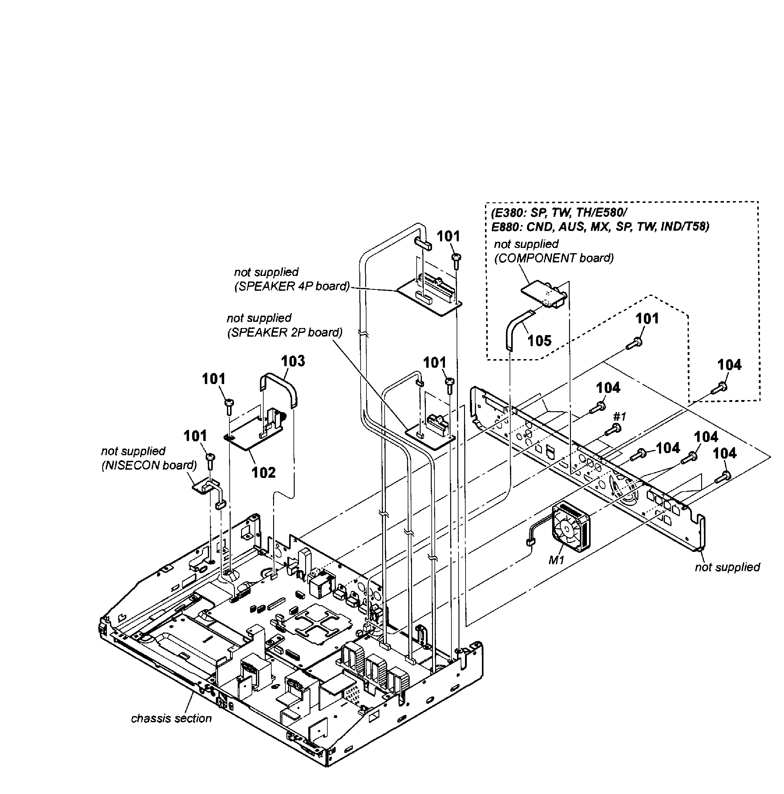 Sony BDV-T58 back section diagram