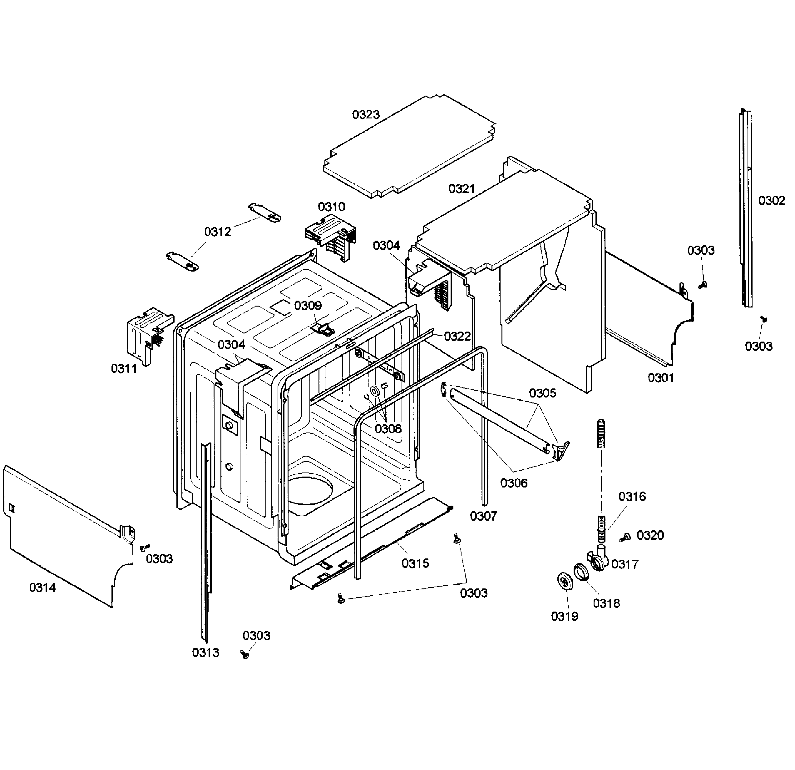 Bosch SHX55M05UC/50 cabinet diagram