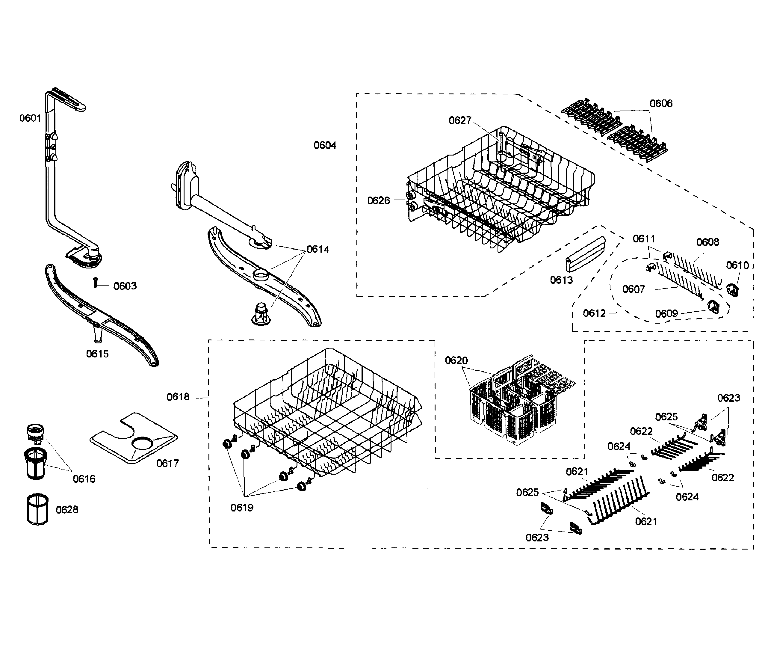 Bosch SHX55M05UC/50 baskets diagram