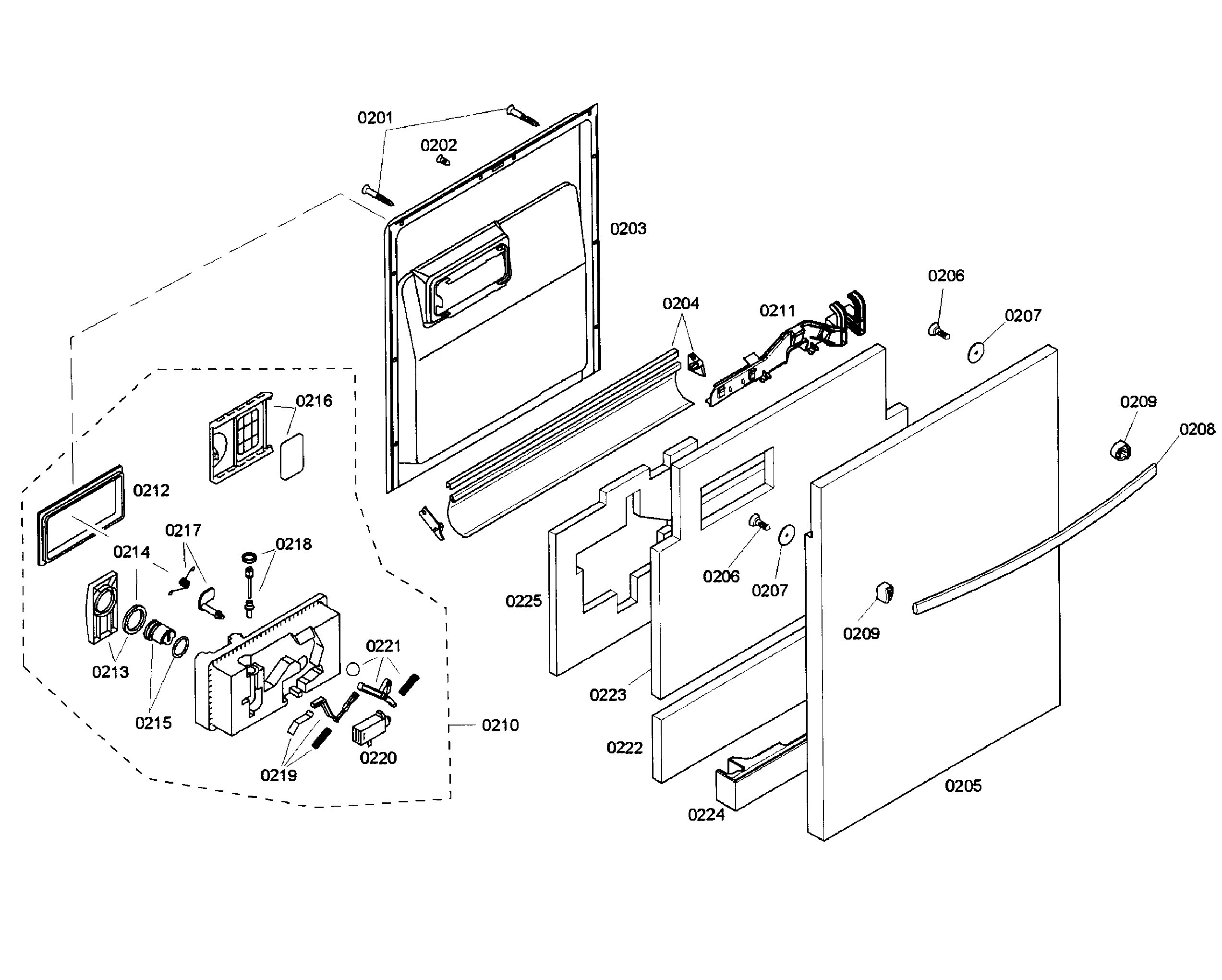 Bosch SHX55M06UC/53 door section diagram