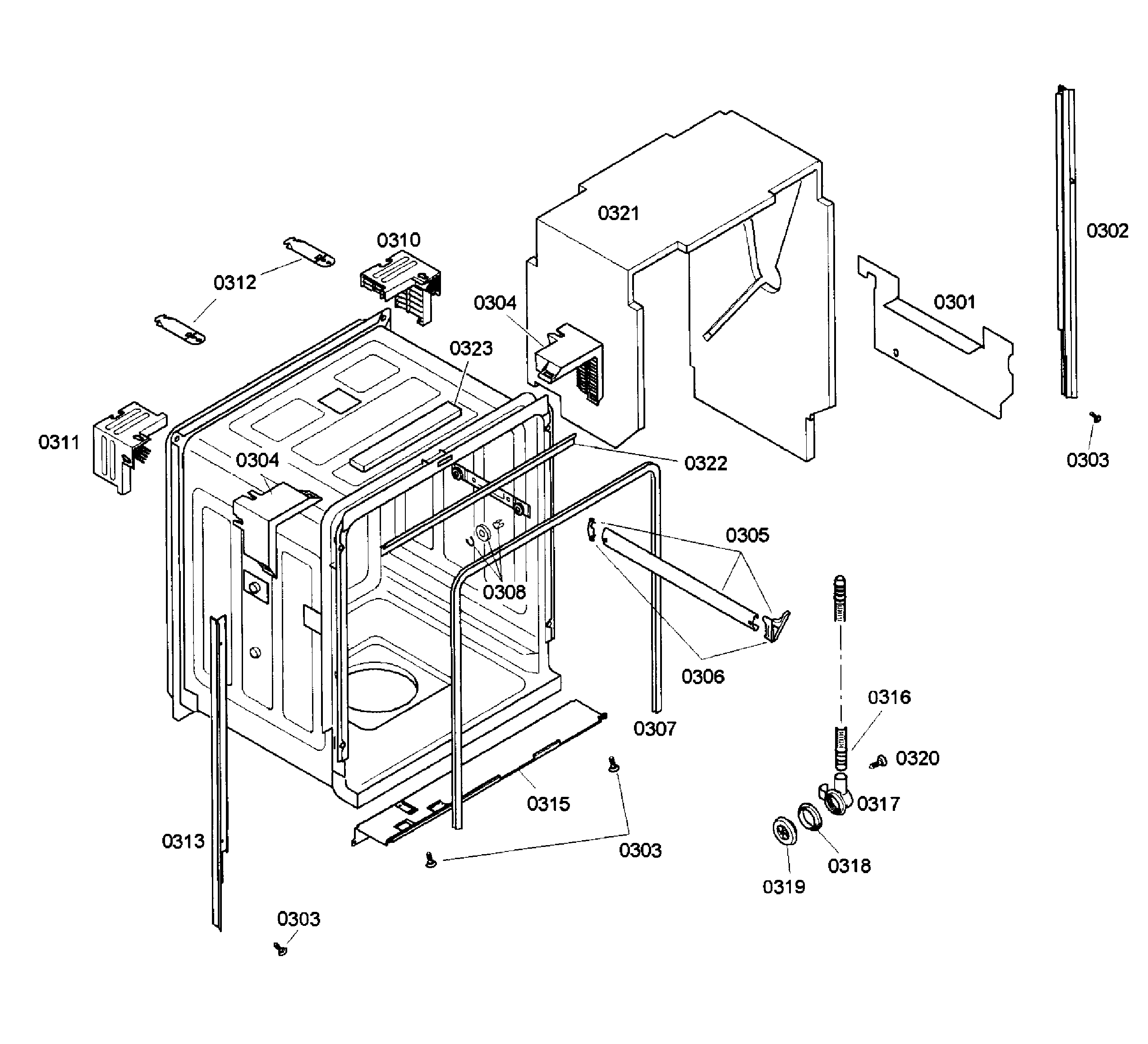 Bosch SHX55M06UC/53 cabinet diagram