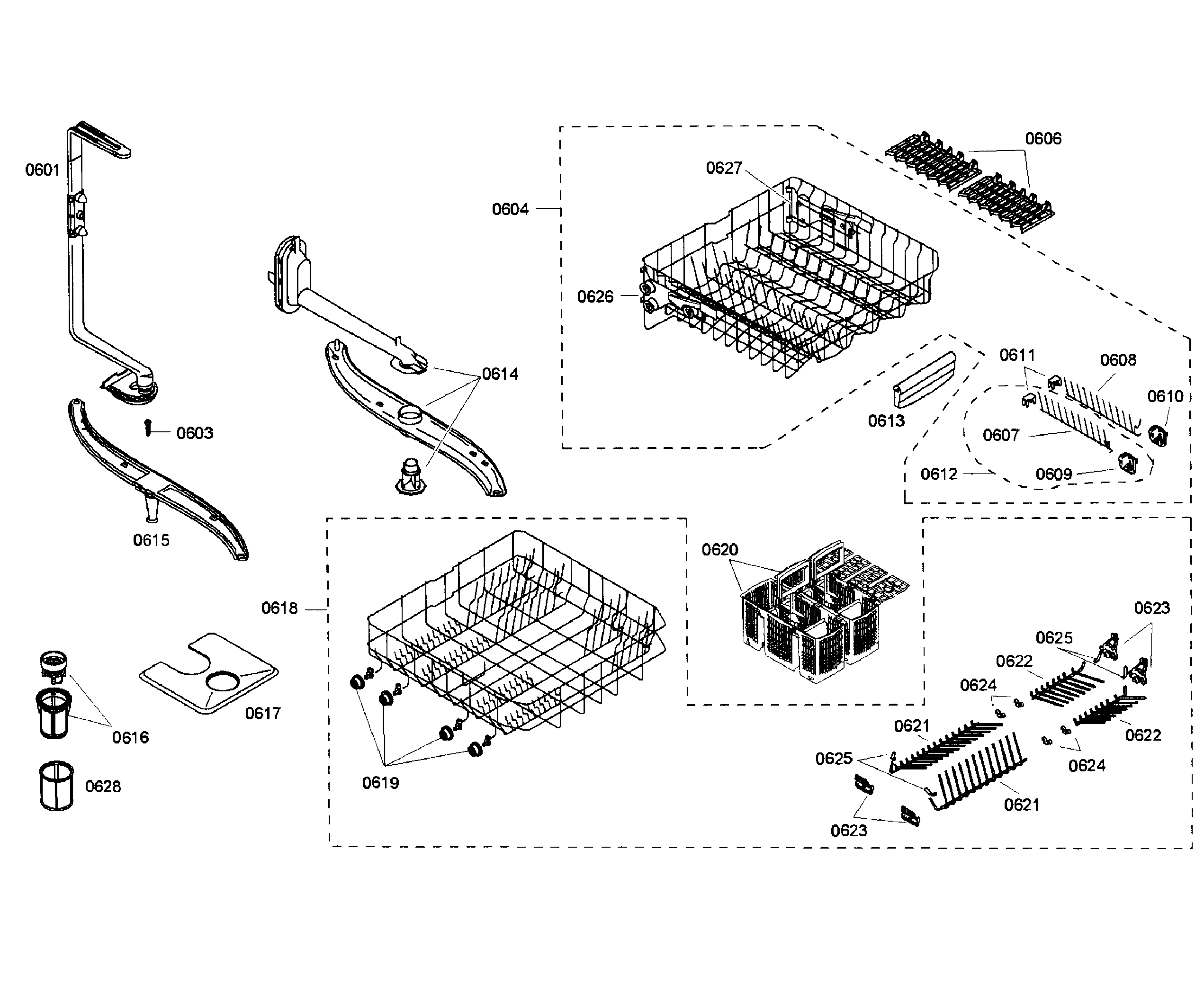 Bosch SHX55M06UC/53 baskets diagram