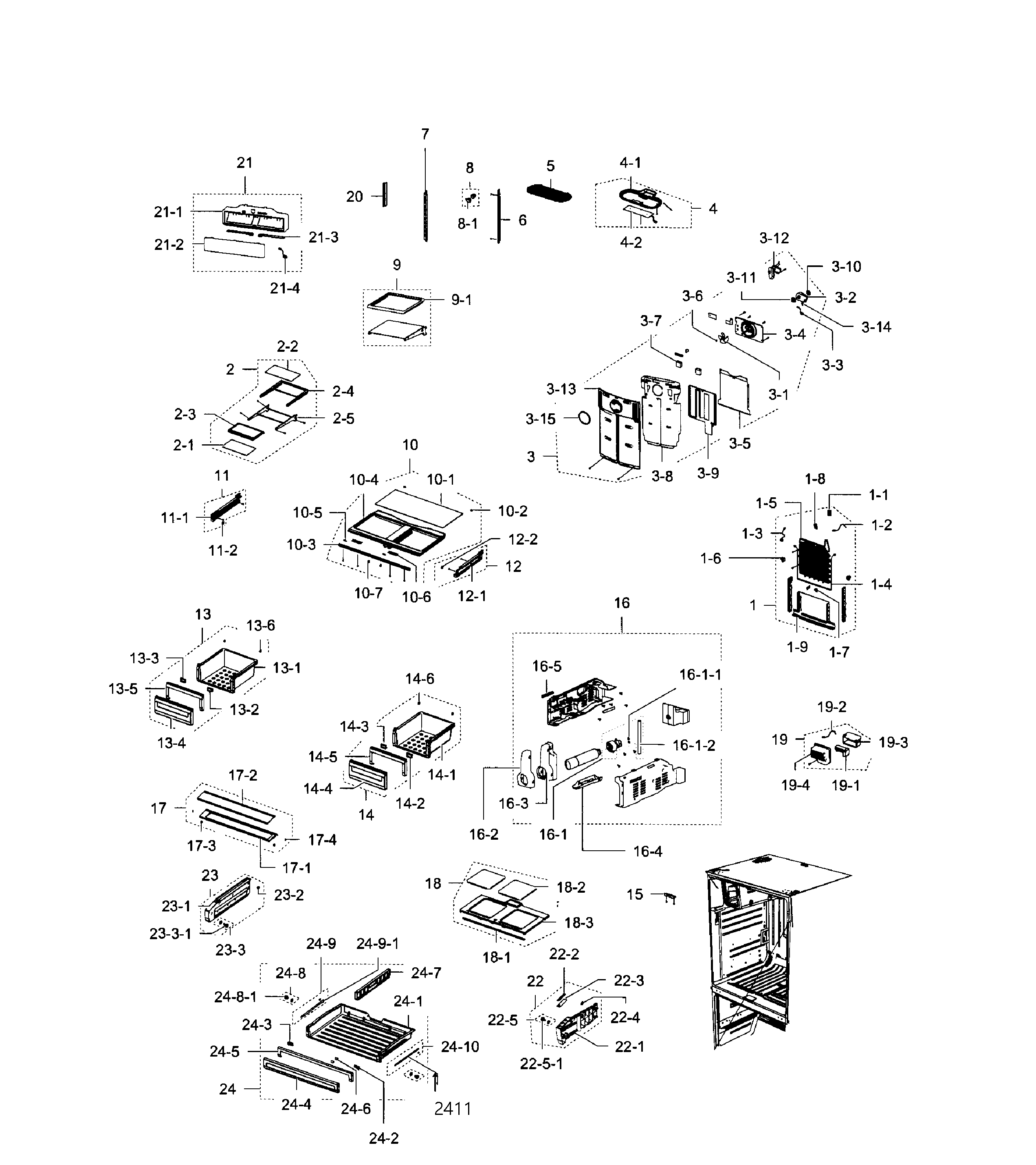 Samsung RFG293HARS/XAA-03 fridge diagram