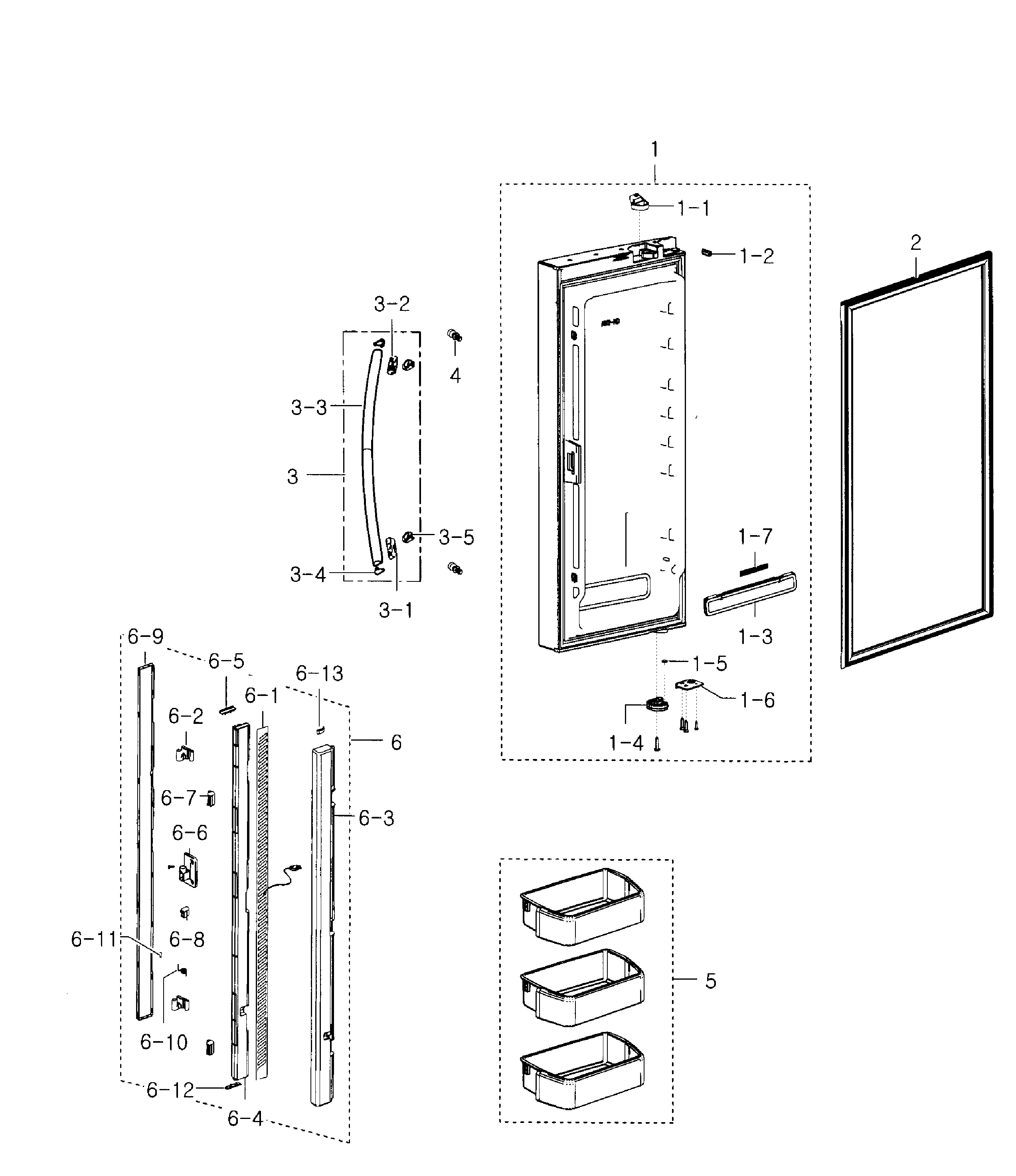 Samsung RFG293HARS/XAA-03 left door diagram