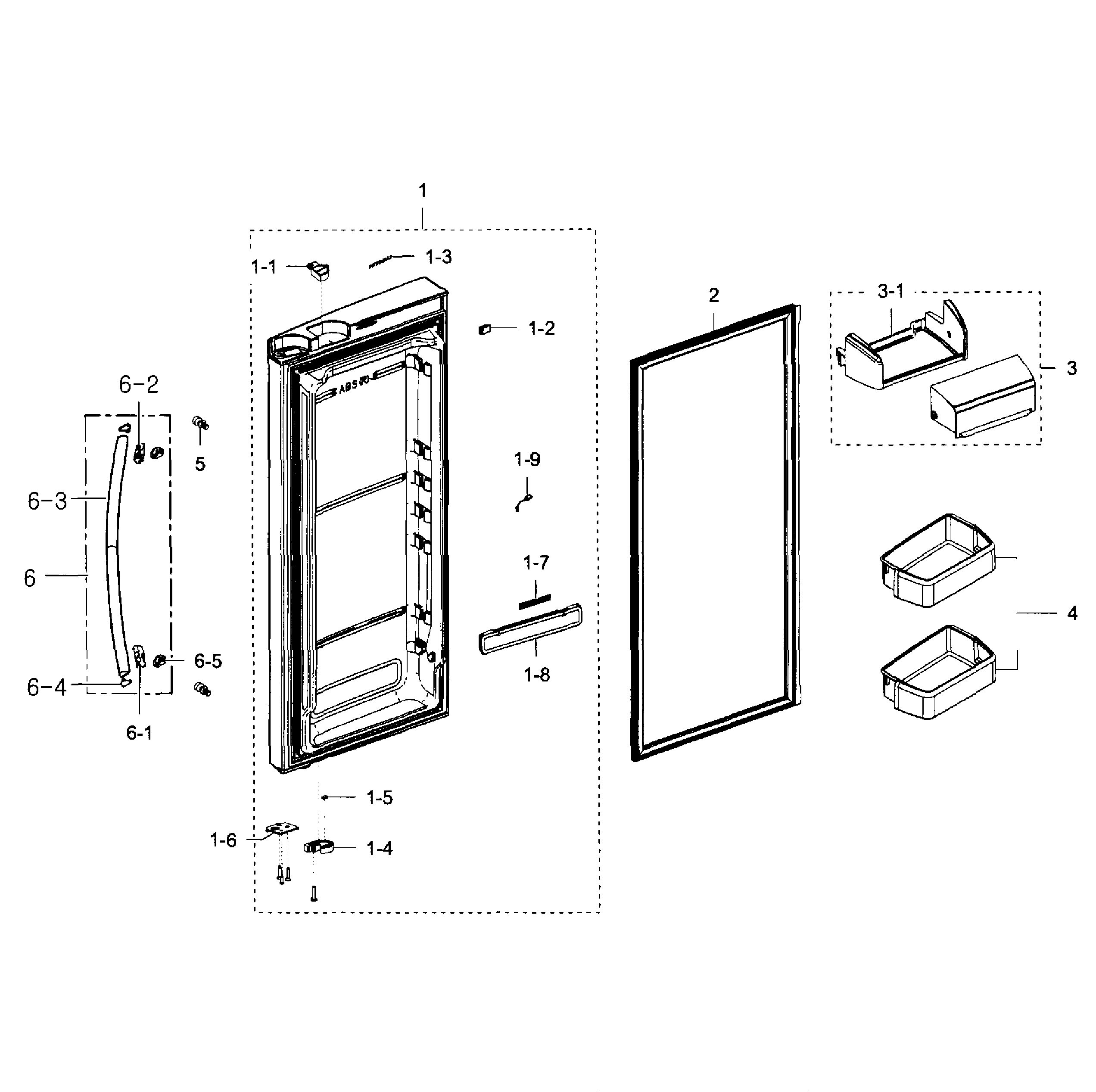 Samsung RFG293HARS/XAA-03 right door diagram