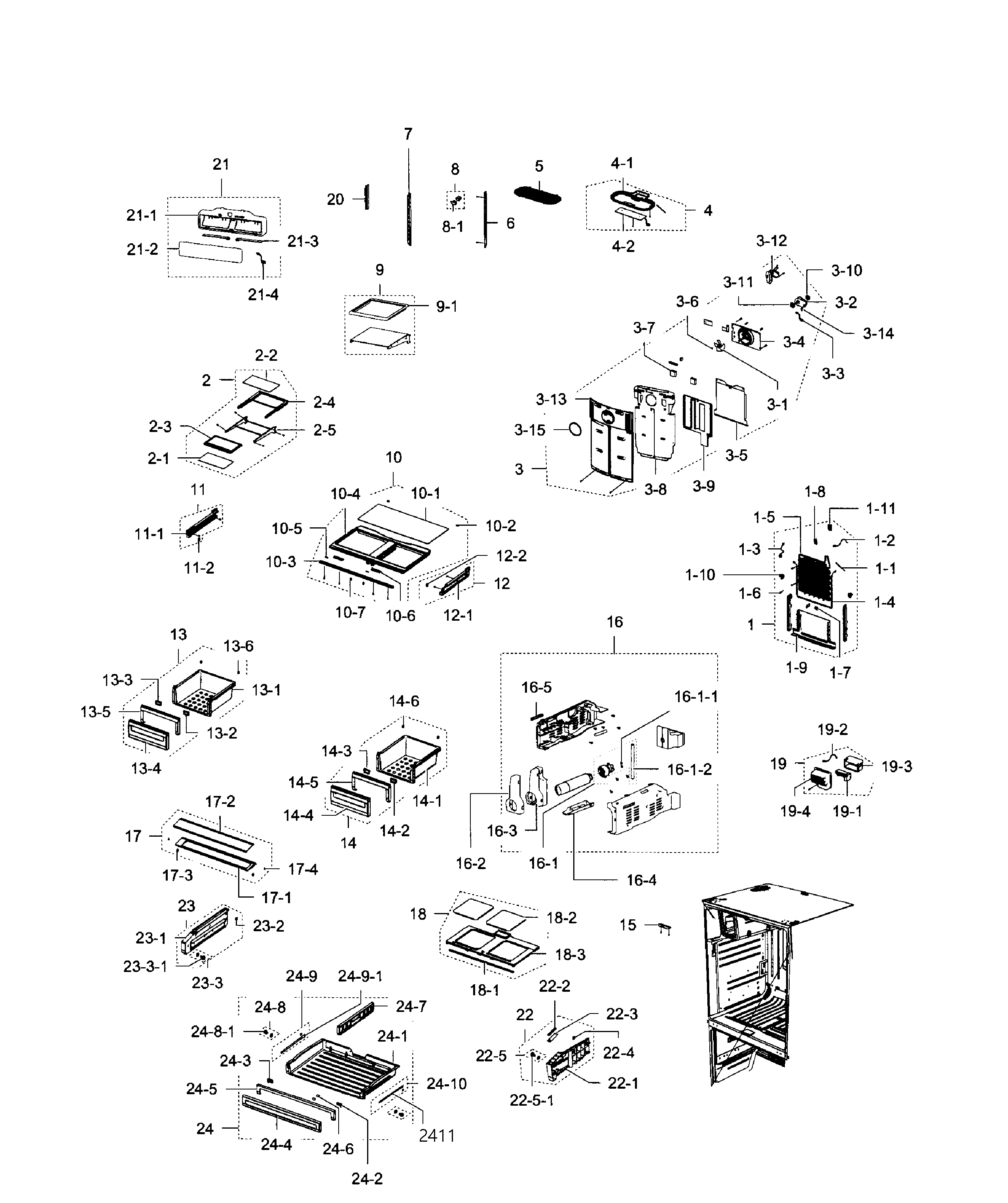 Samsung RFG293HAPN/XAA-01 fridge diagram