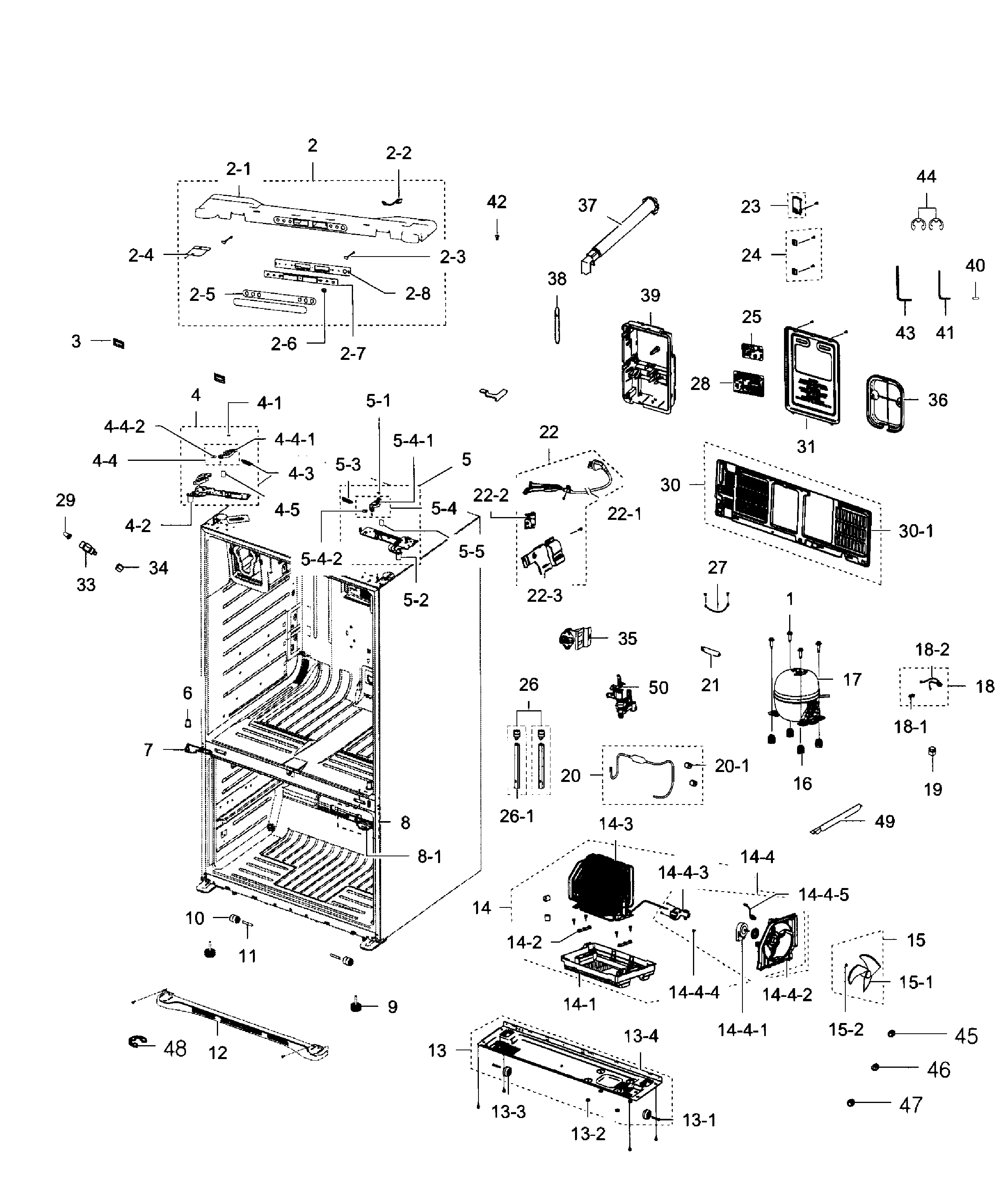 Samsung RFG293HAPN/XAA-01 cabinet diagram