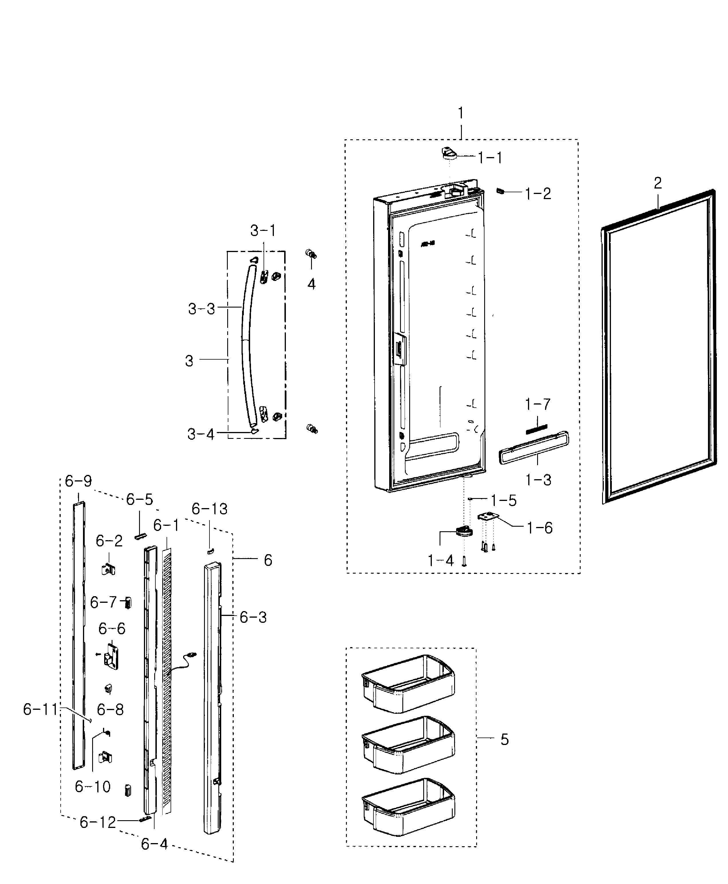 Samsung RFG293HAPN/XAA-01 left door diagram