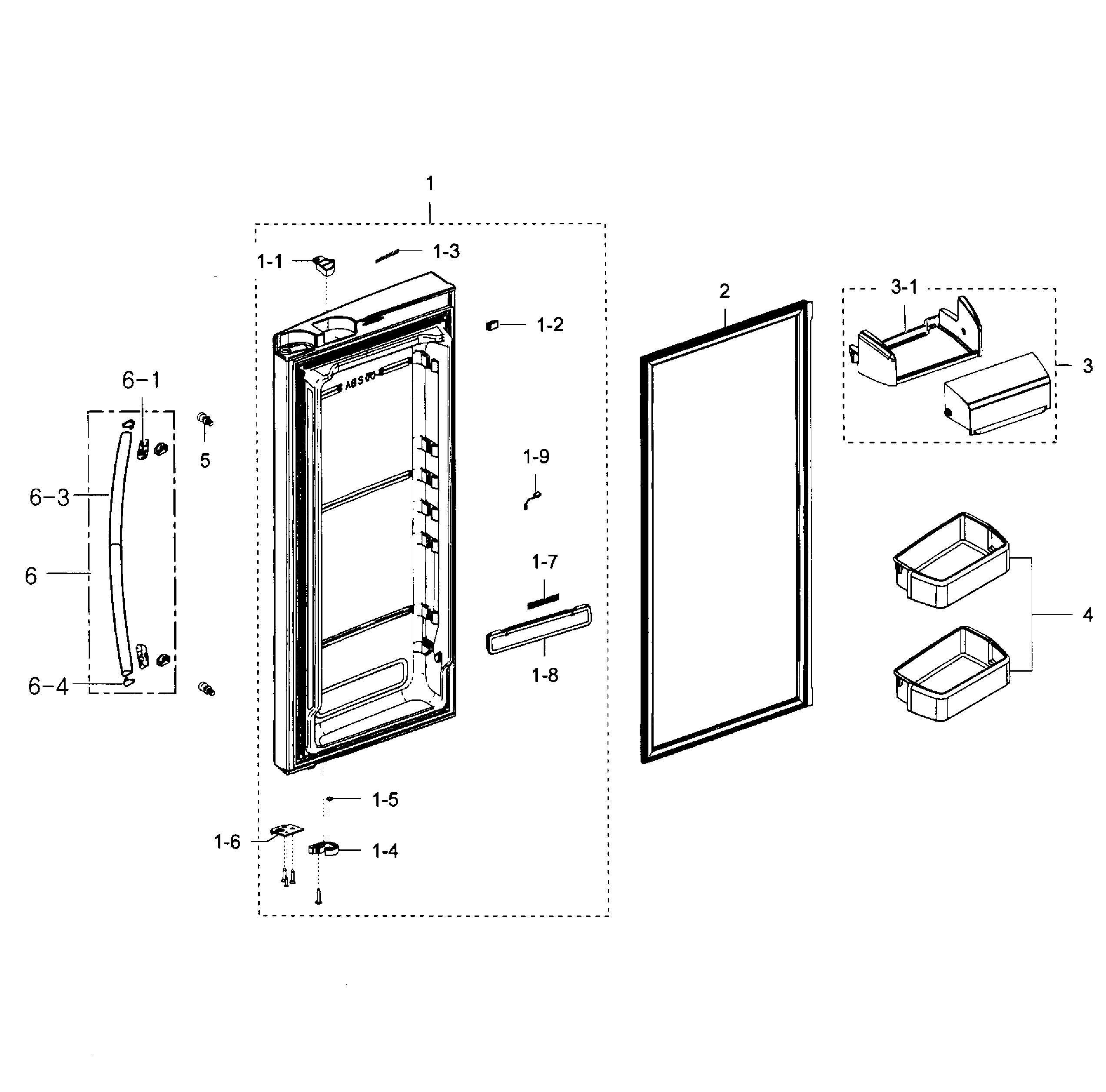 Samsung RFG293HAPN/XAA-01 right door diagram