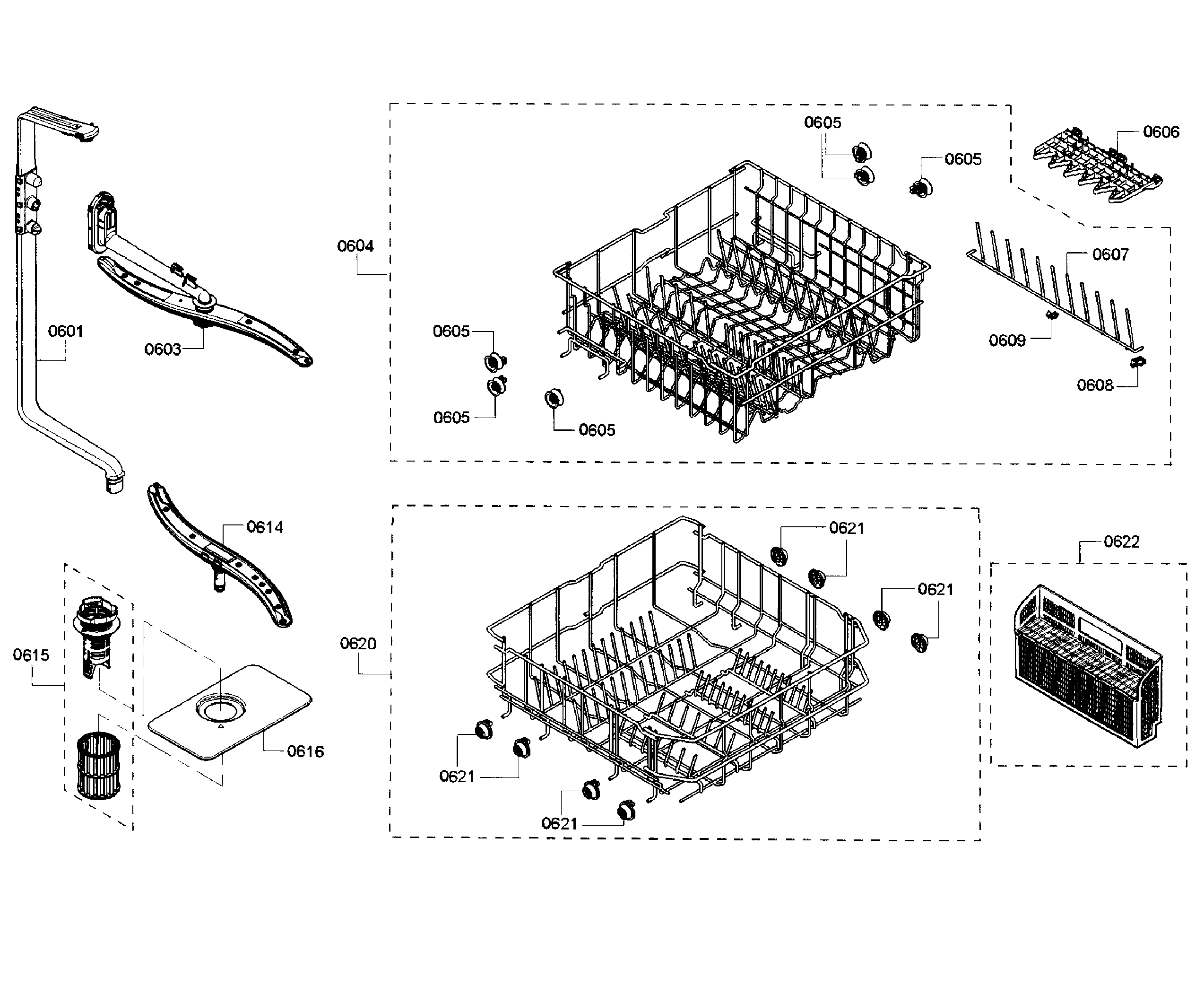 Bosch SHX3AR52UC/10 baskets diagram