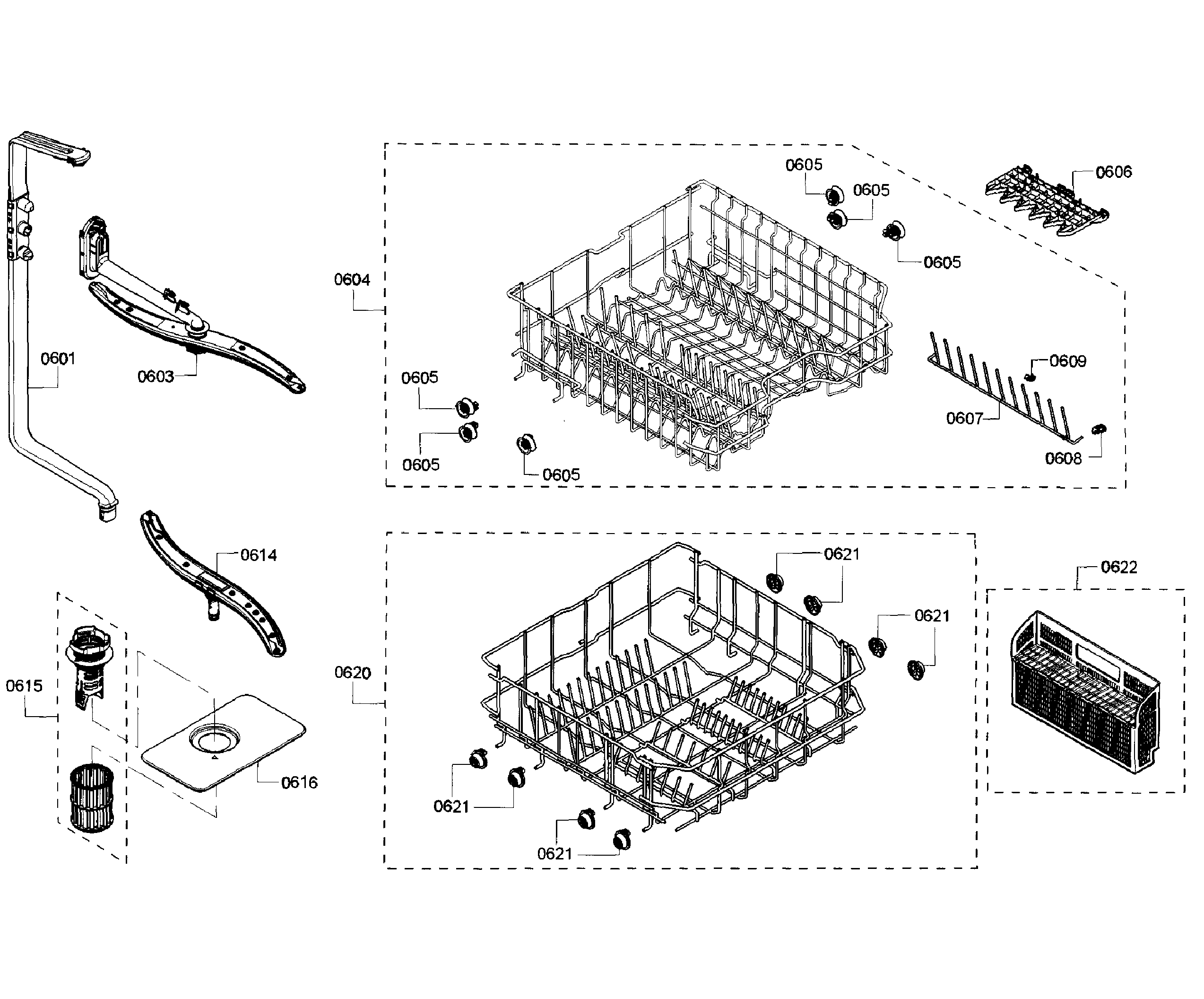 Bosch SHX3AR56UC/21 baskets diagram