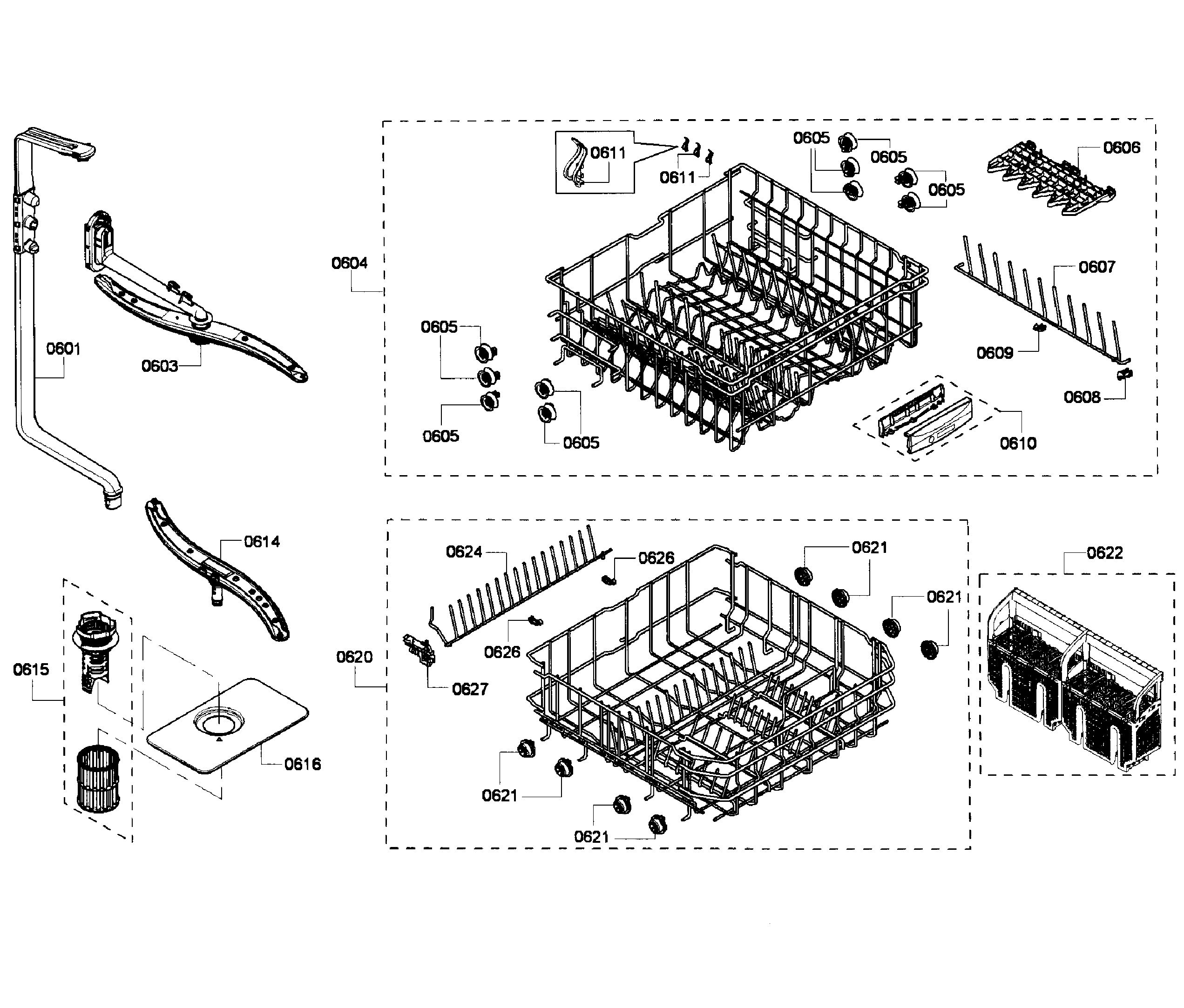 Bosch SHX6AP05UC/04 baskets diagram