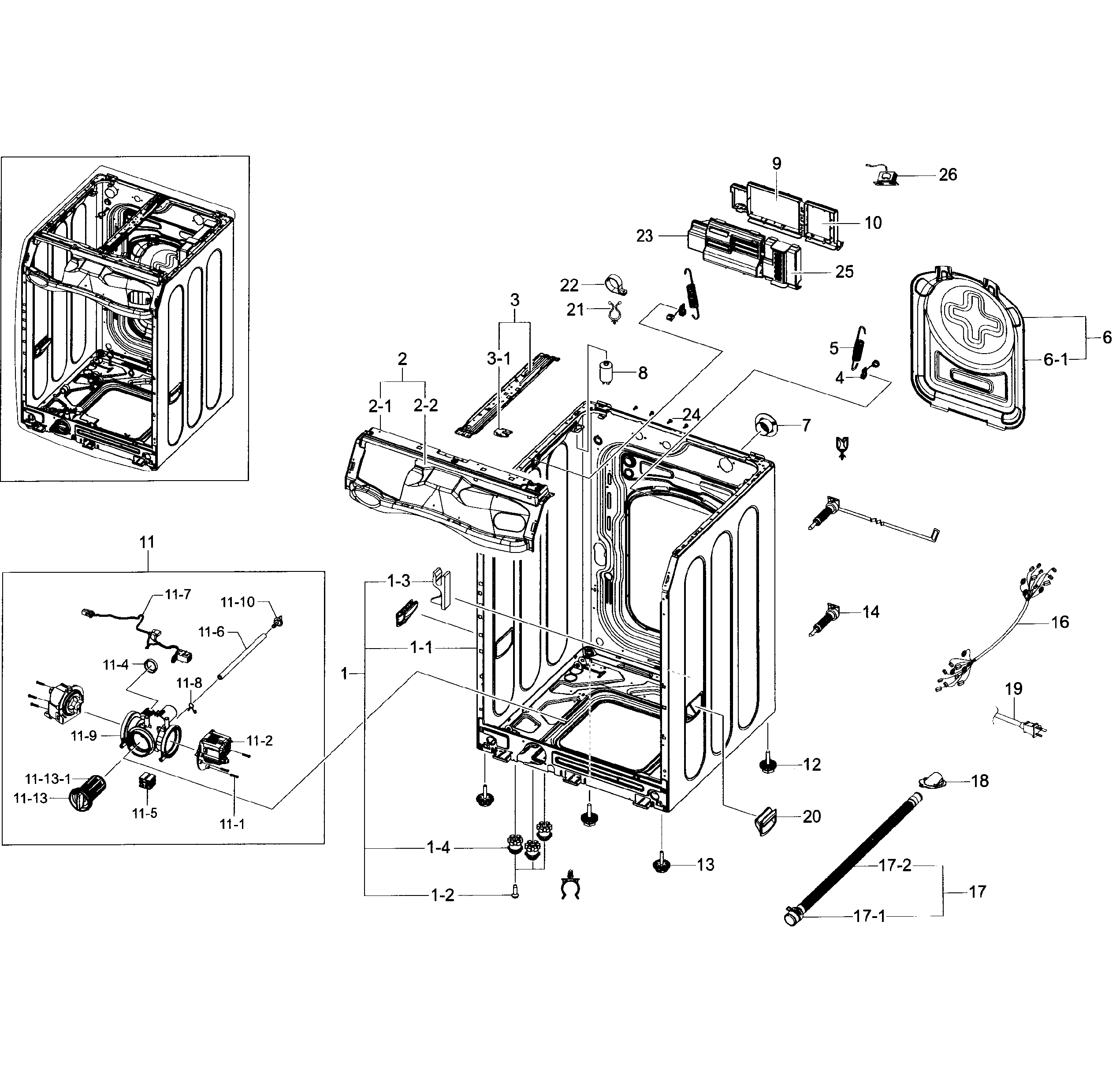 Samsung WF45H6100AP/A2-01 frame section diagram