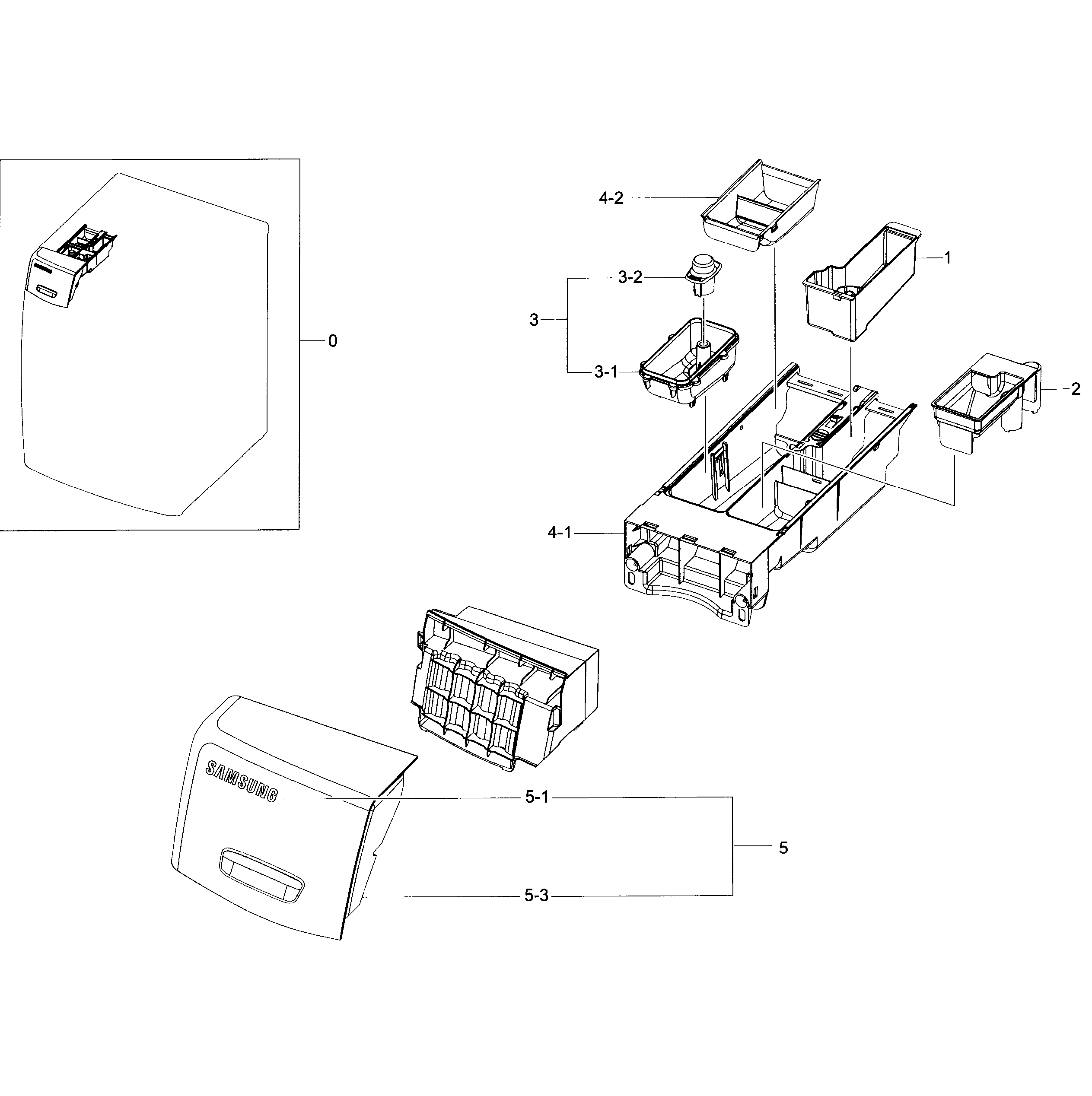 Samsung WF45H6100AP/A2-01 drawer section diagram