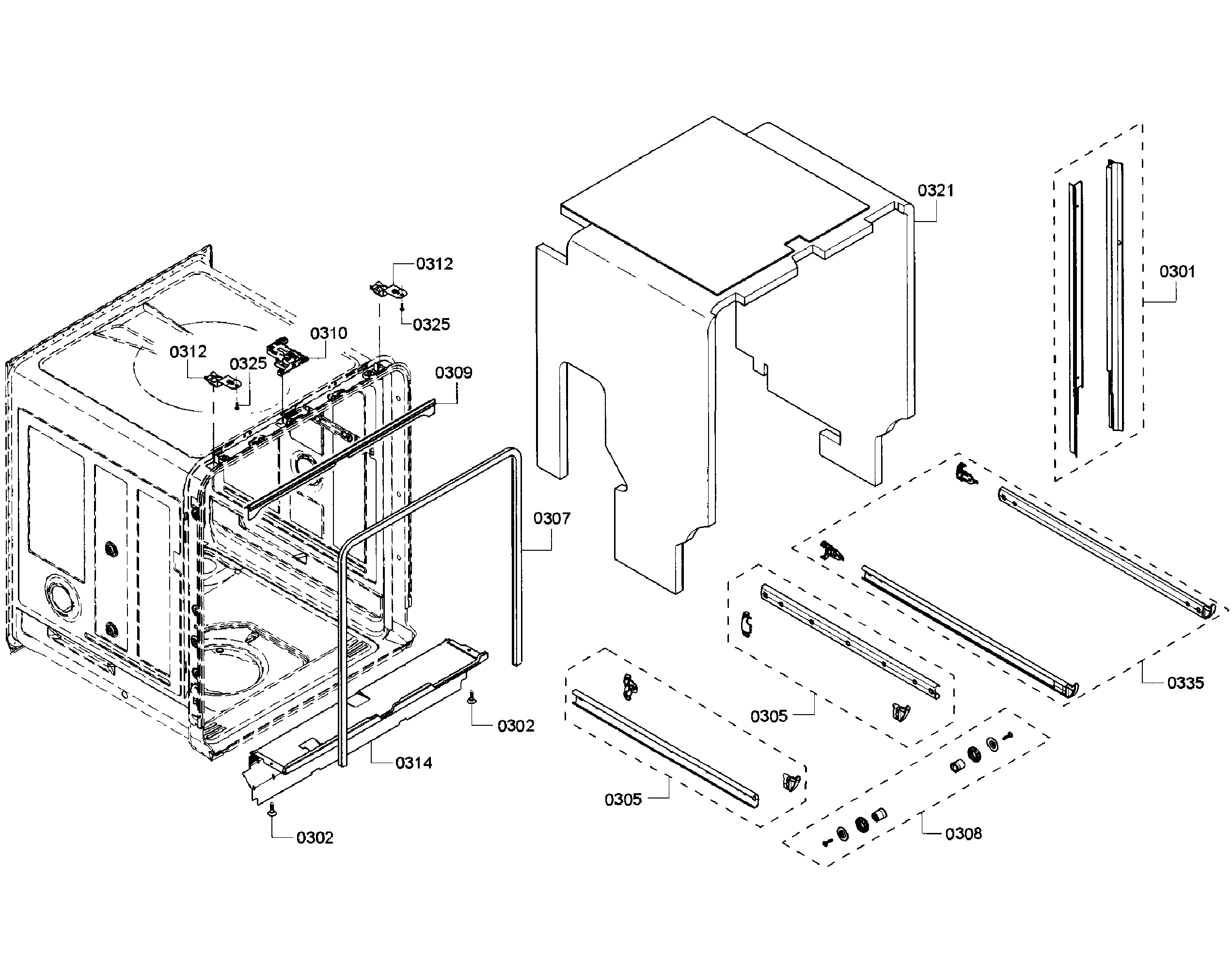 Bosch SHP68T55UC/07 cabinet diagram