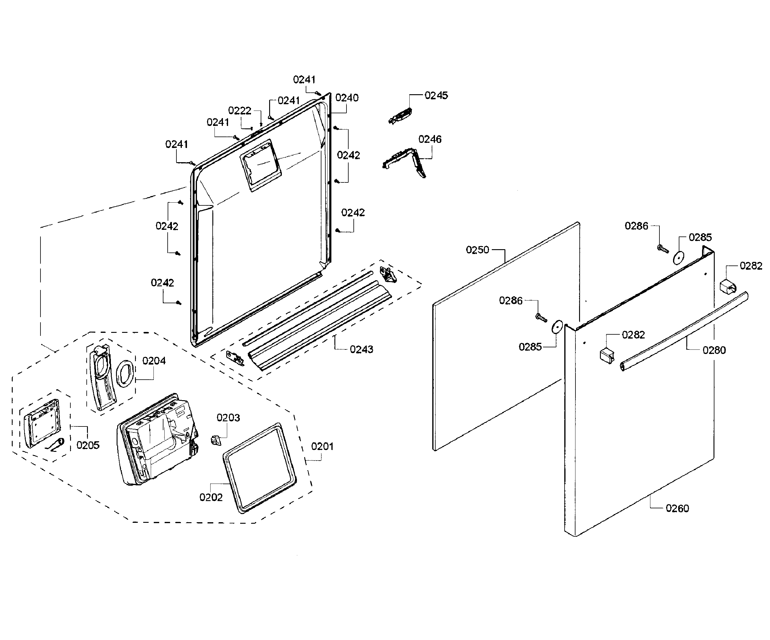 Bosch SHX3AR76UC/22 door section diagram