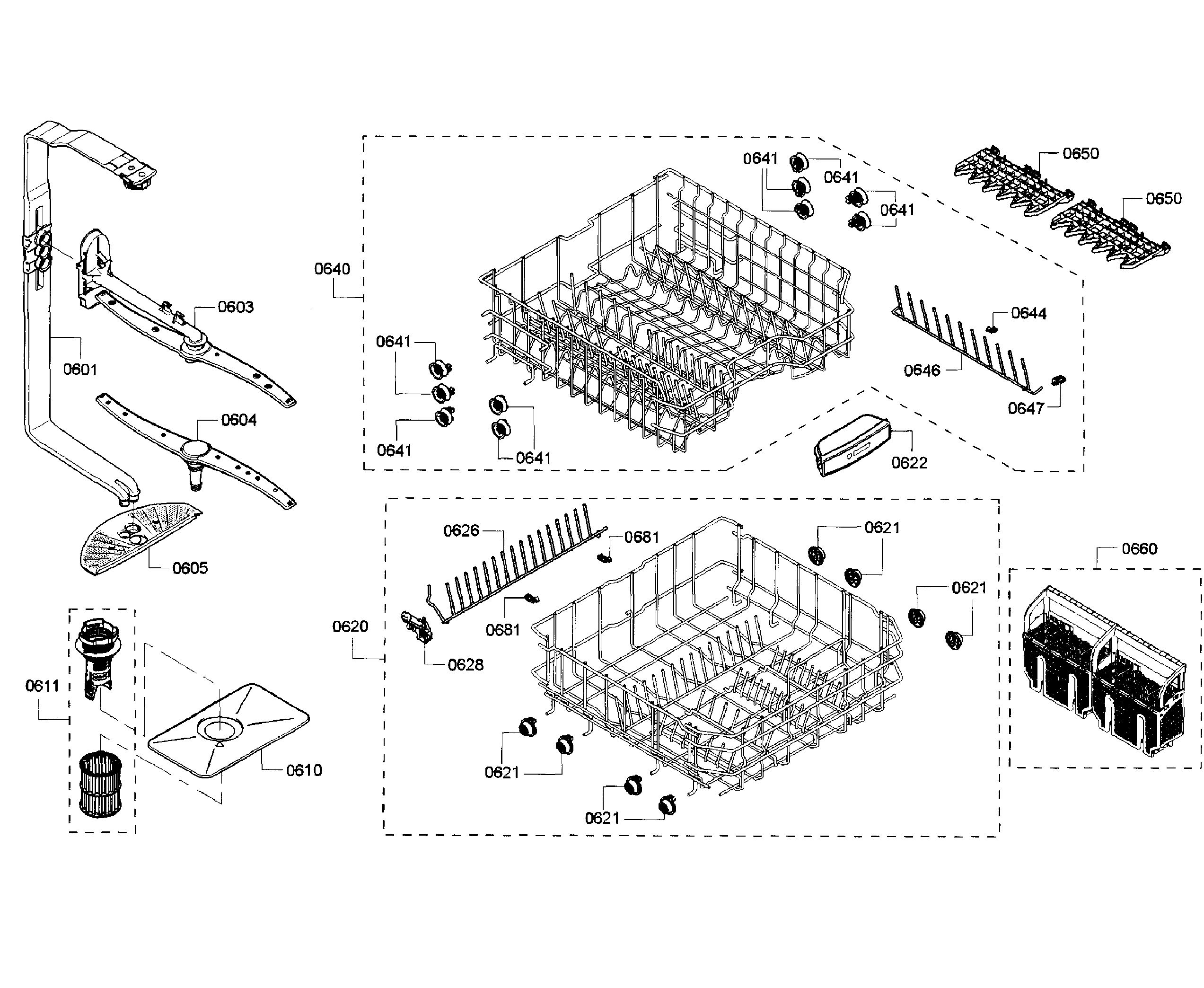 Bosch SHX3AR76UC/22 baskets diagram