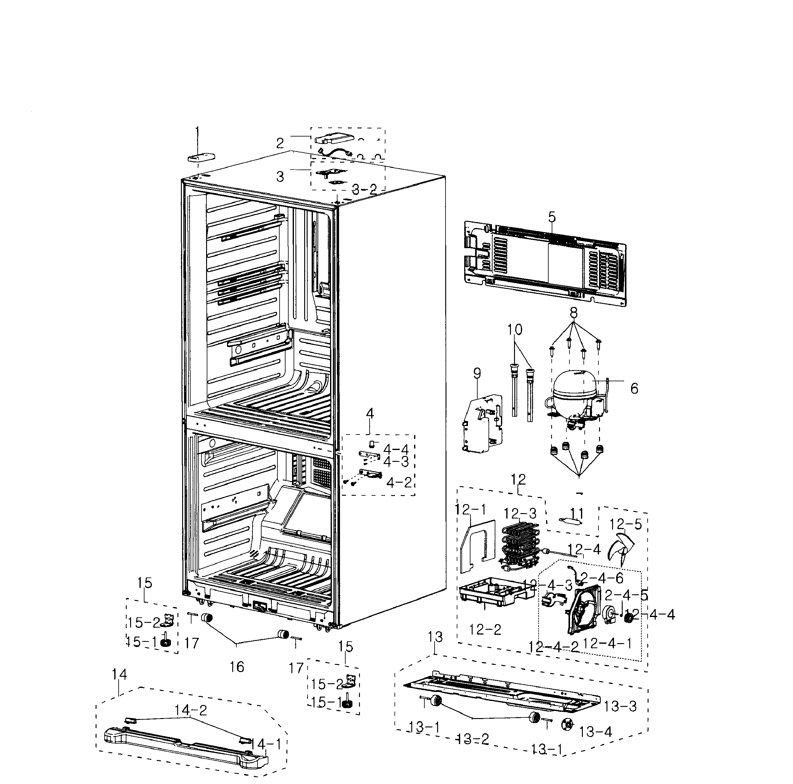 Samsung RB217ABPN/XAA-00 cabinet diagram