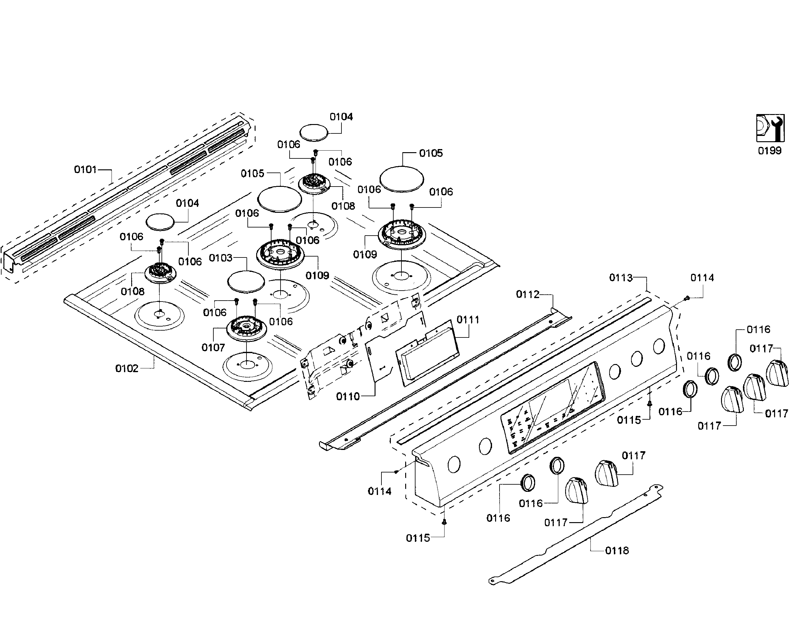 Bosch HGI8054UC/02 top section diagram