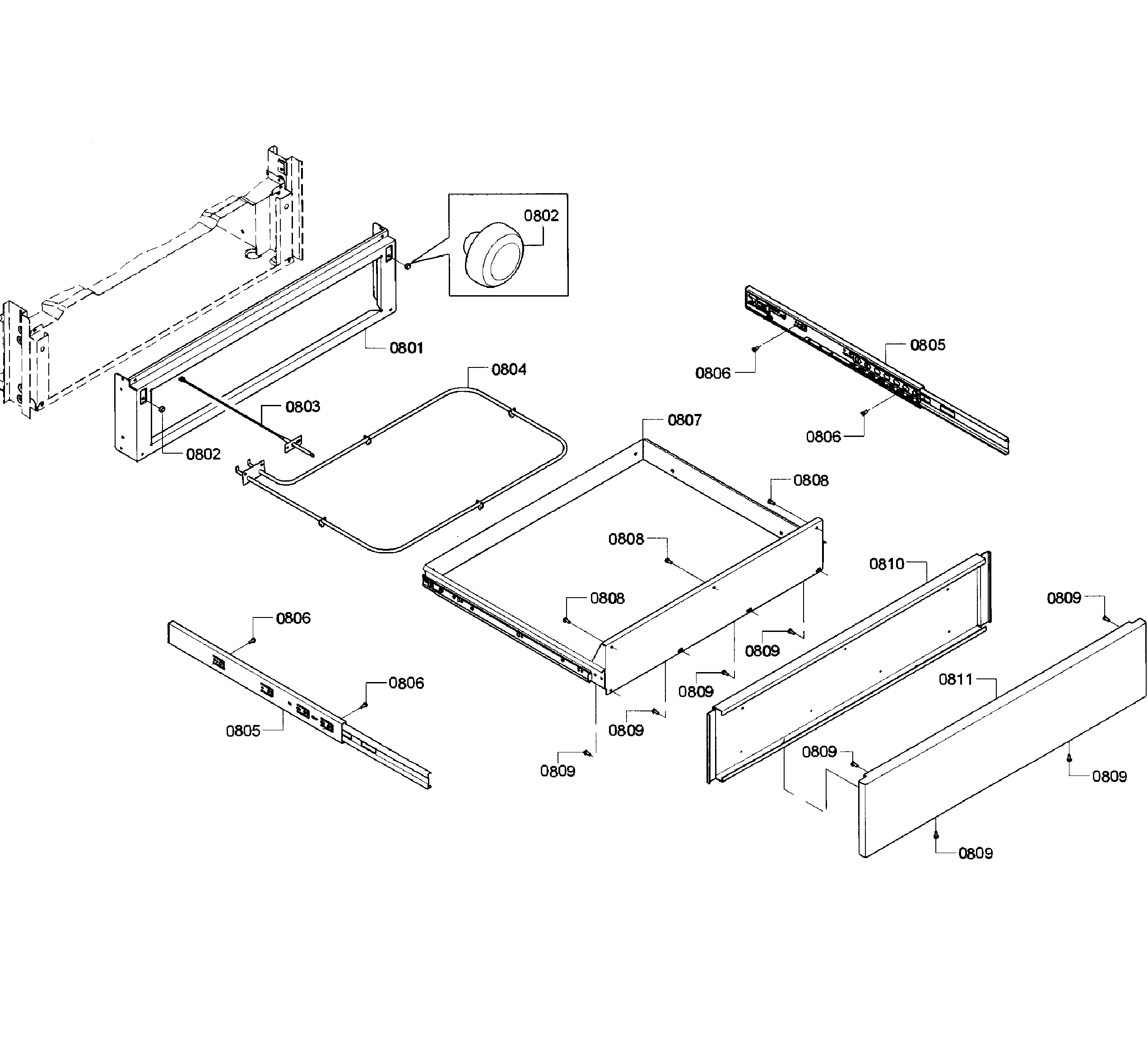 Bosch HGI8054UC/02 drawer diagram