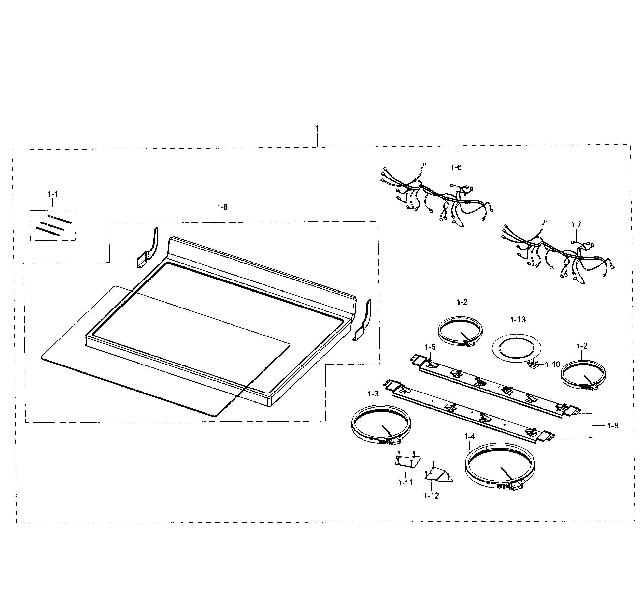Samsung NE59J3420SB/AA-04 cook top section diagram