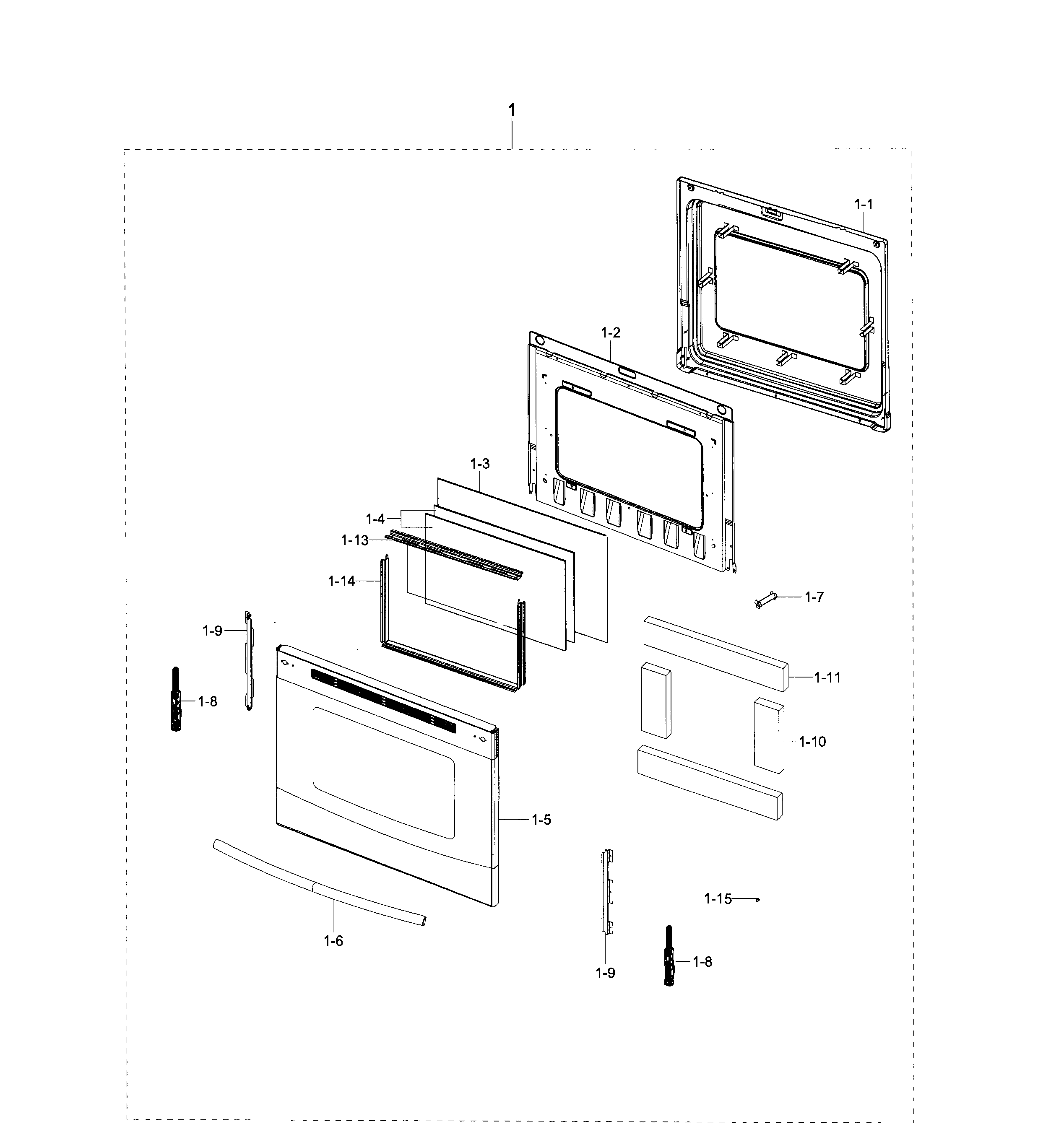 Samsung NE59J3420SS/AA-03 door sectio diagram