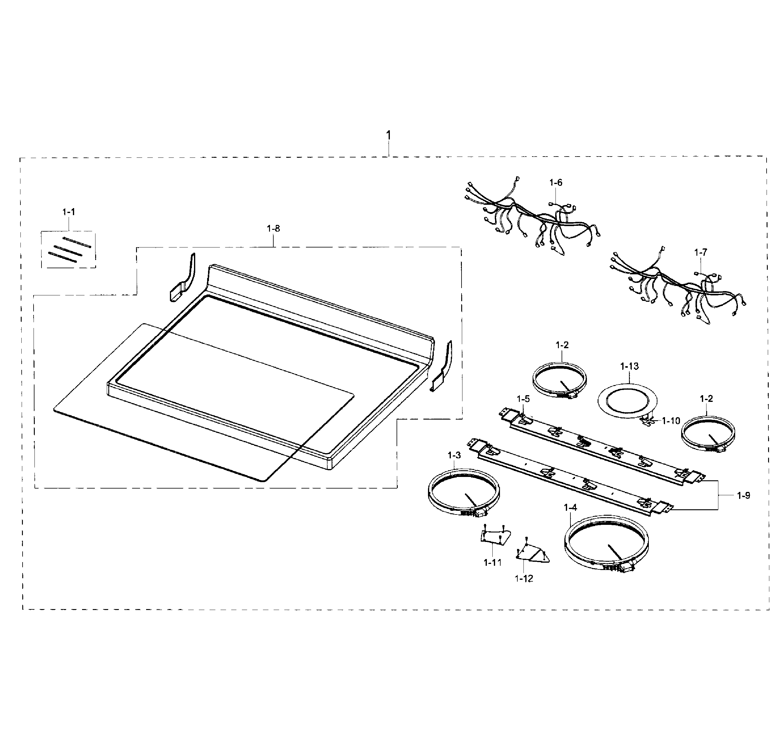 Samsung NE59J3420SS/AA-04 cook top section diagram