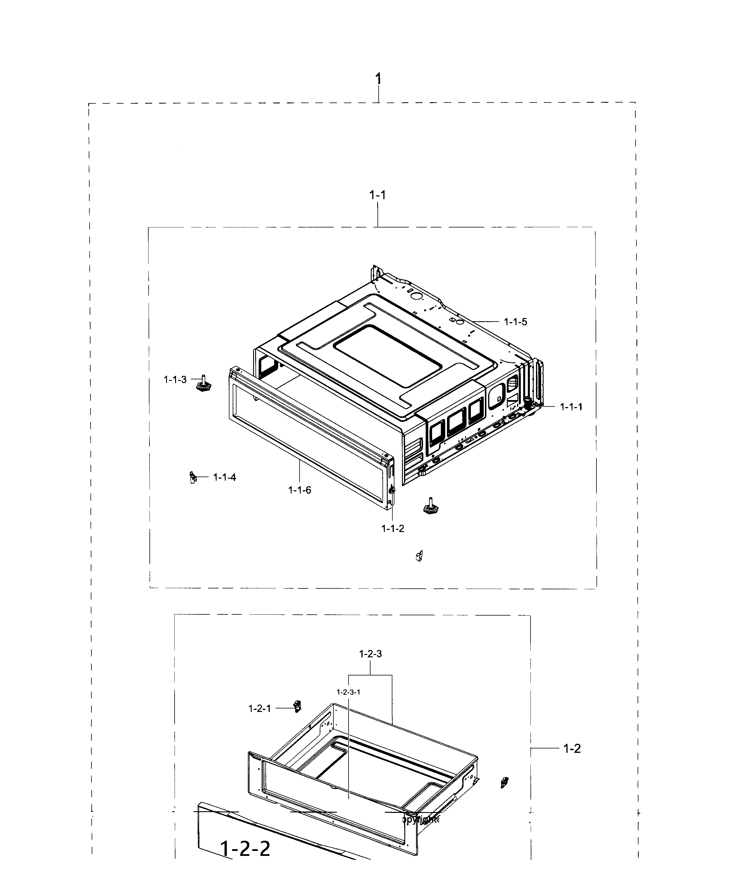 Samsung NE59J3420SS/AA-04 drawer section diagram