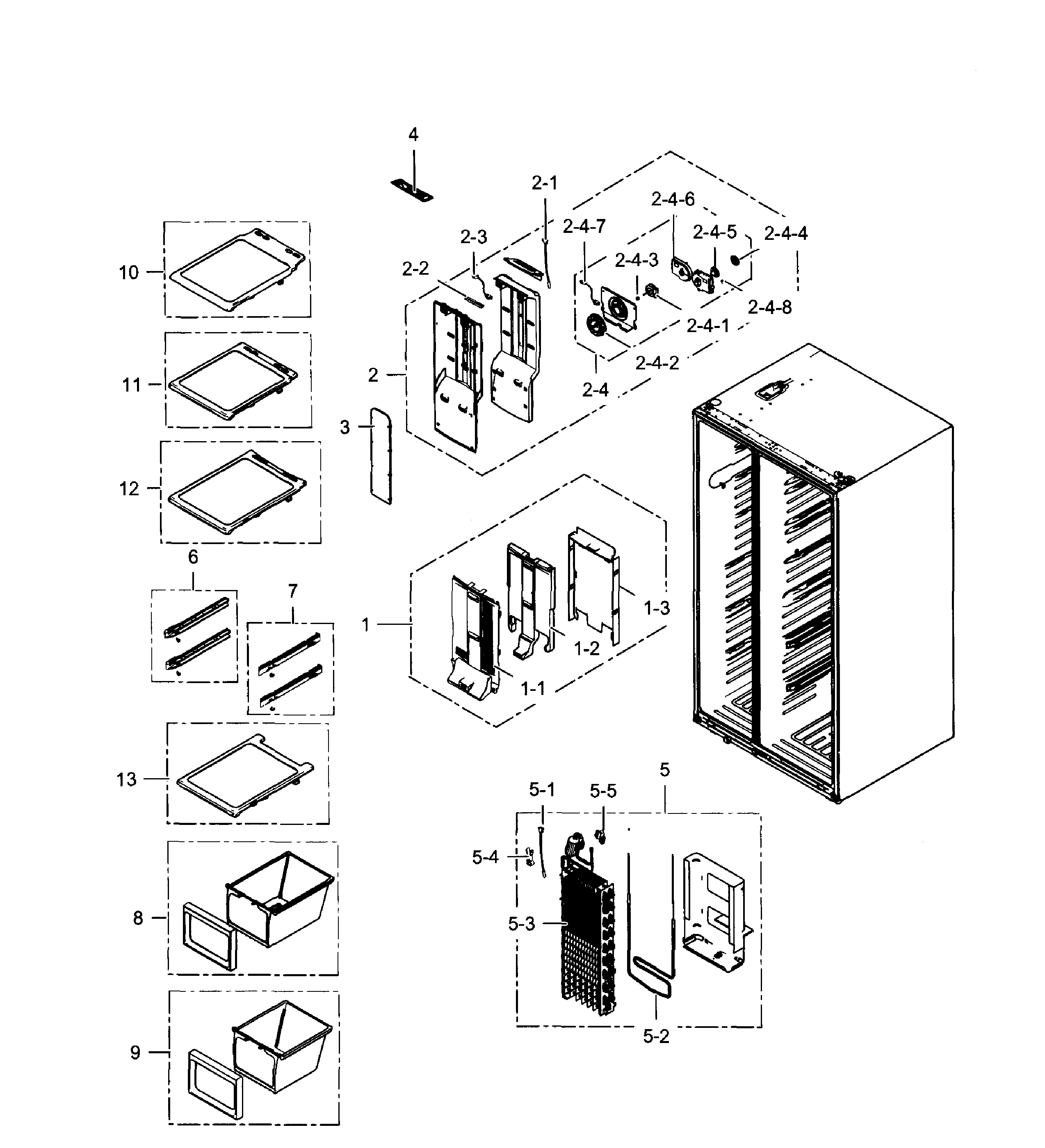 Samsung RS267TDRS/XAA-01 freezer diagram