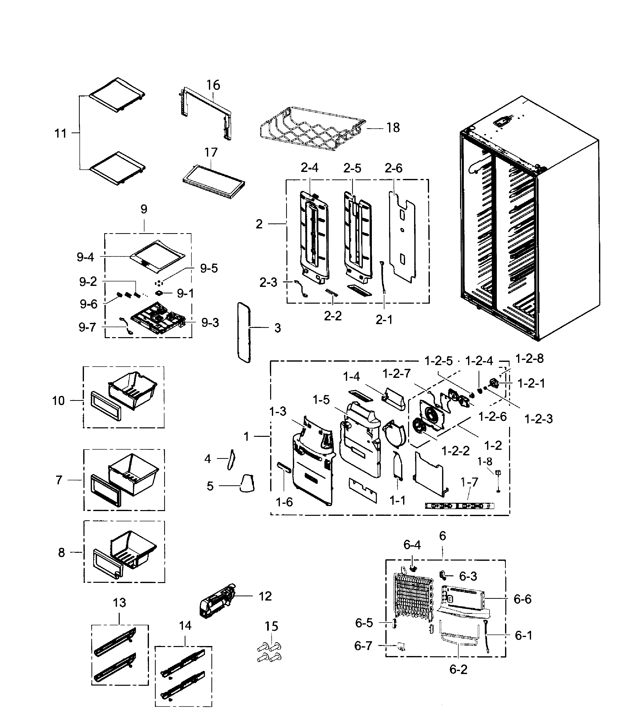 Samsung RS267TDRS/XAA-01 fridge diagram