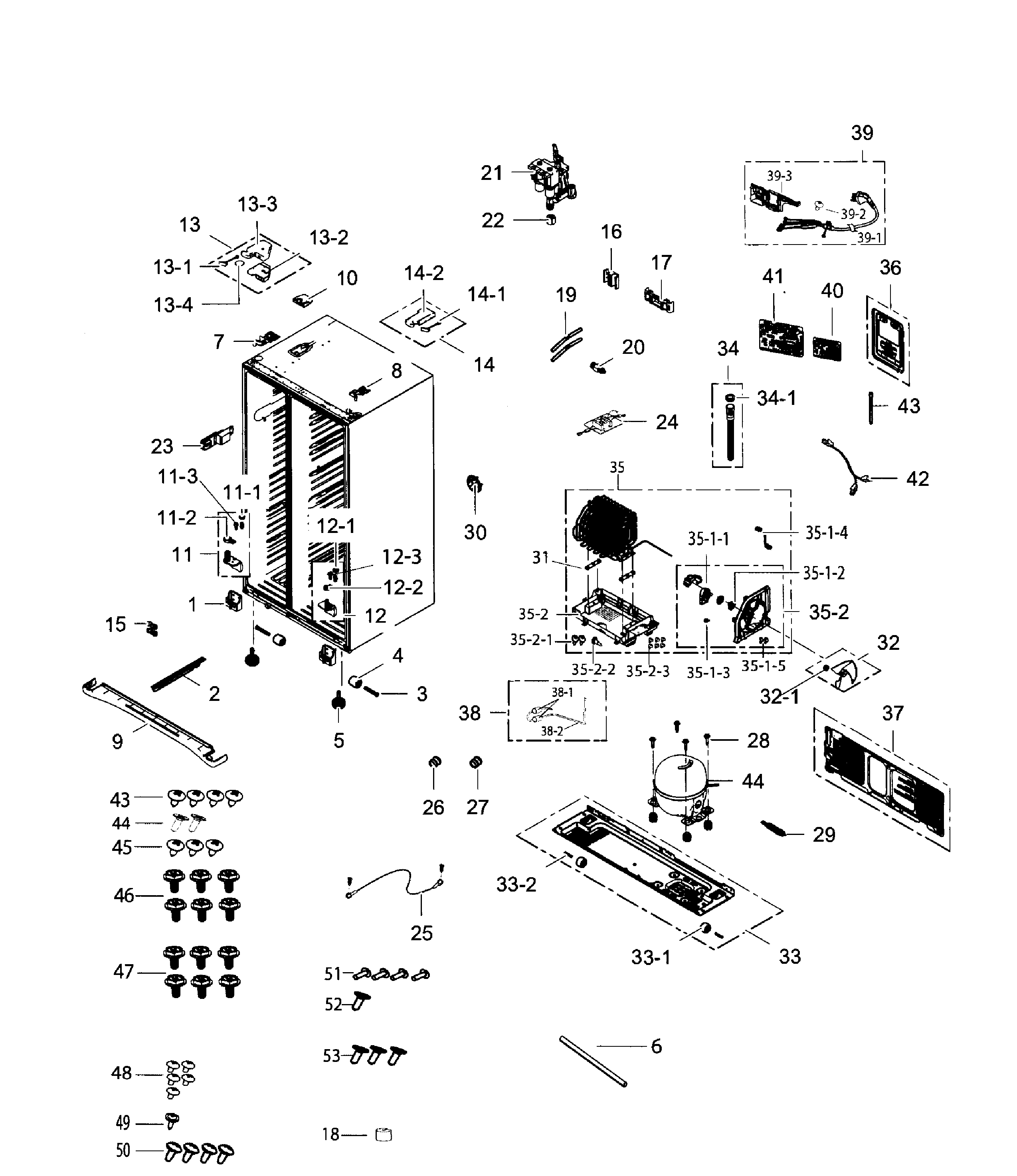Samsung RS267TDRS/XAA-01 cabinet diagram