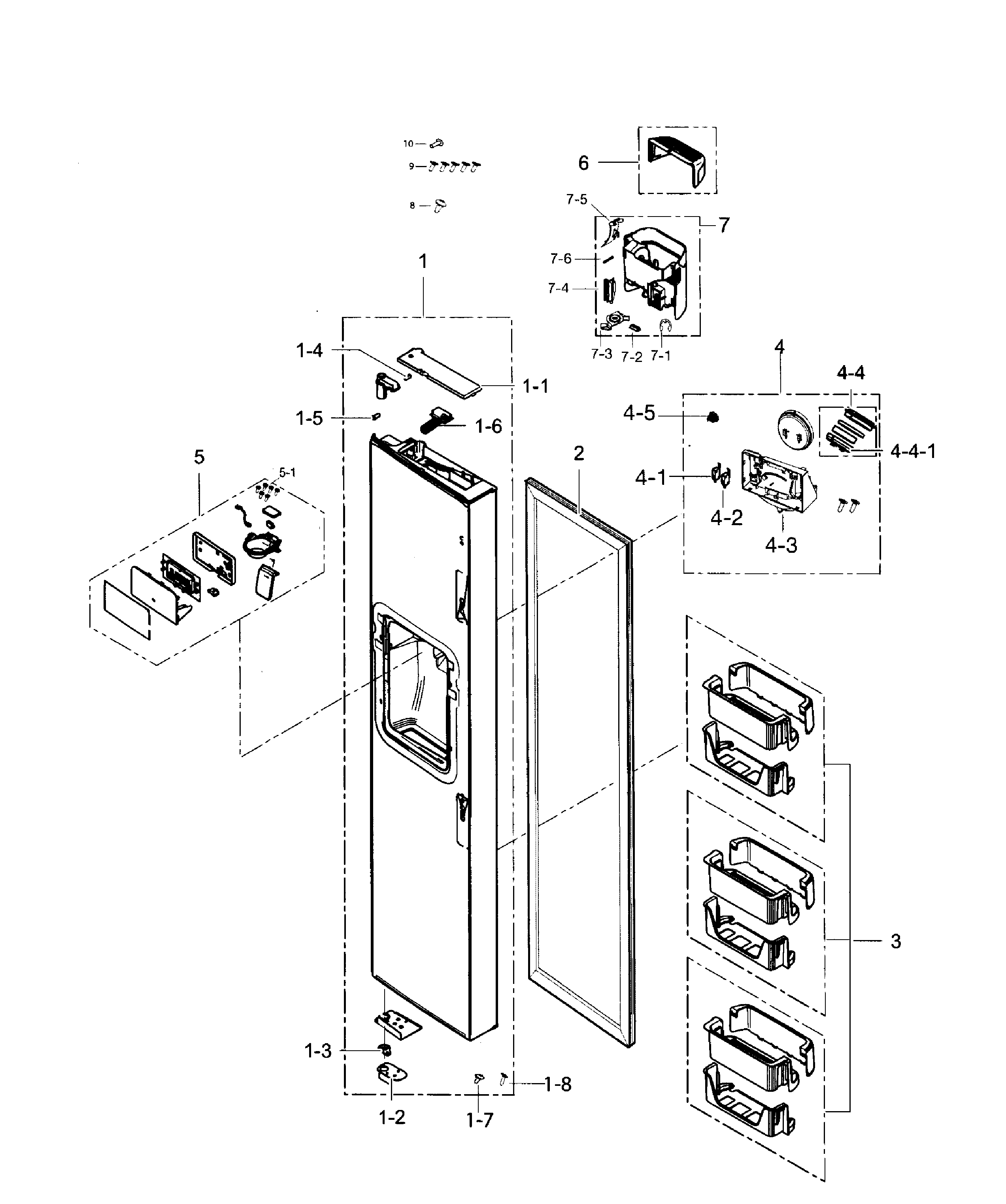 Samsung RS267TDRS/XAA-01 freezer door diagram