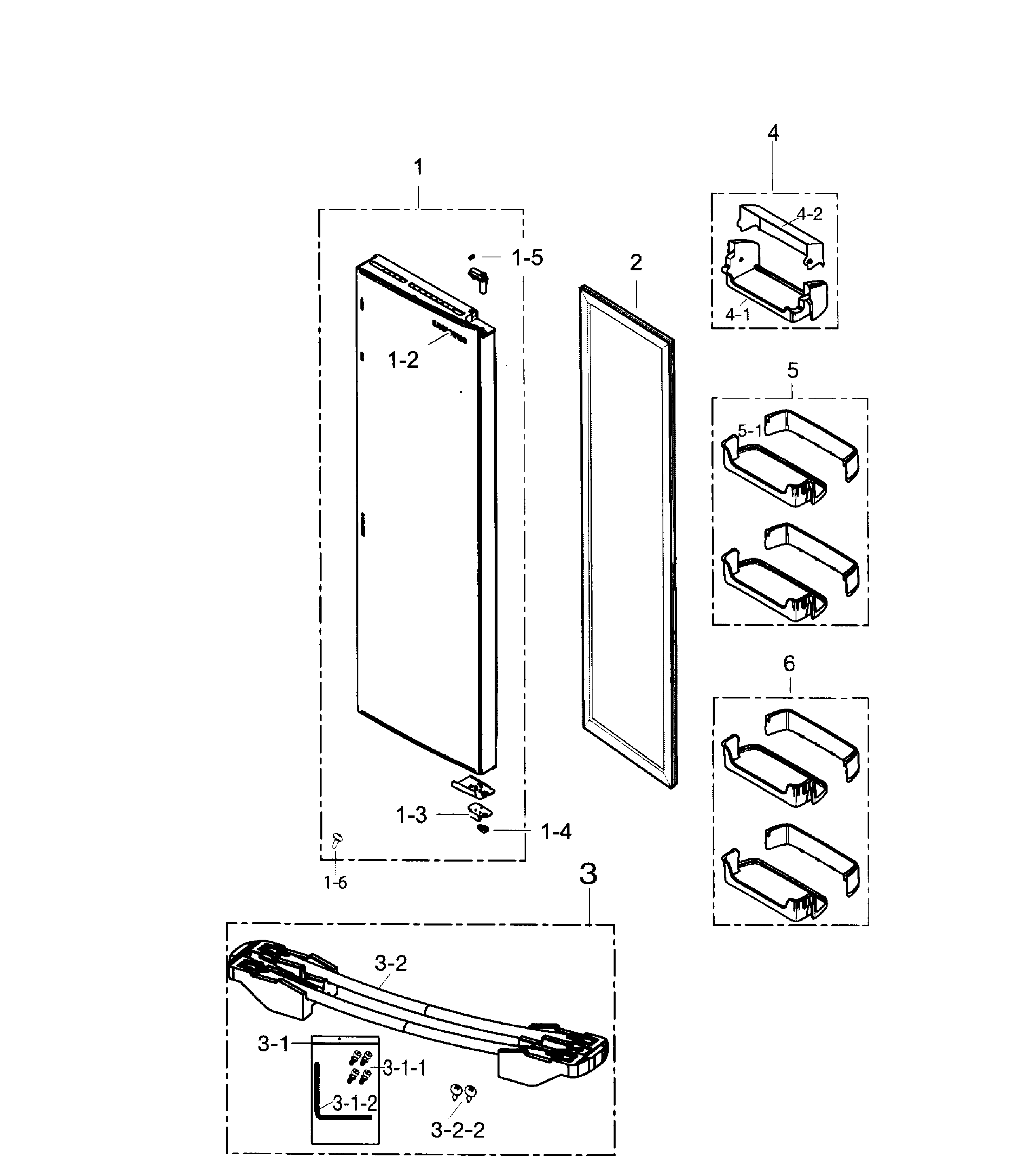 Samsung RS267TDRS/XAA-01 fridge door diagram