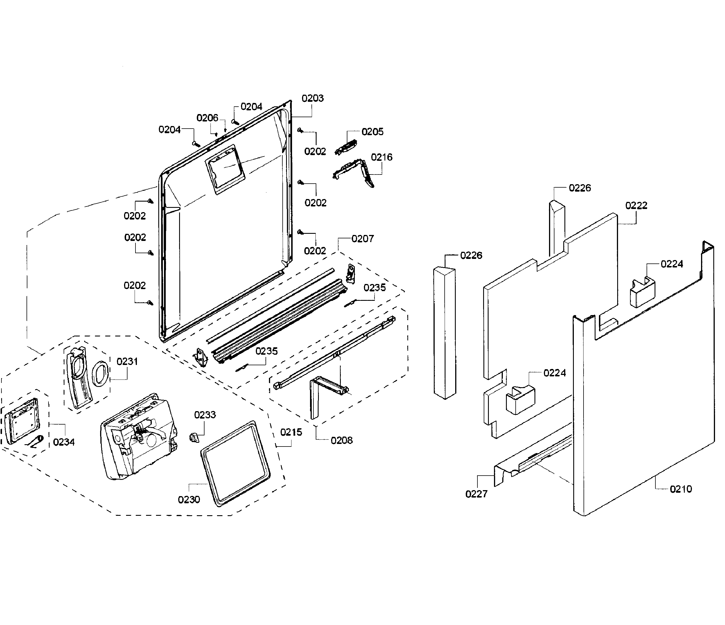 Bosch SHE7PT52UC/02 door section diagram