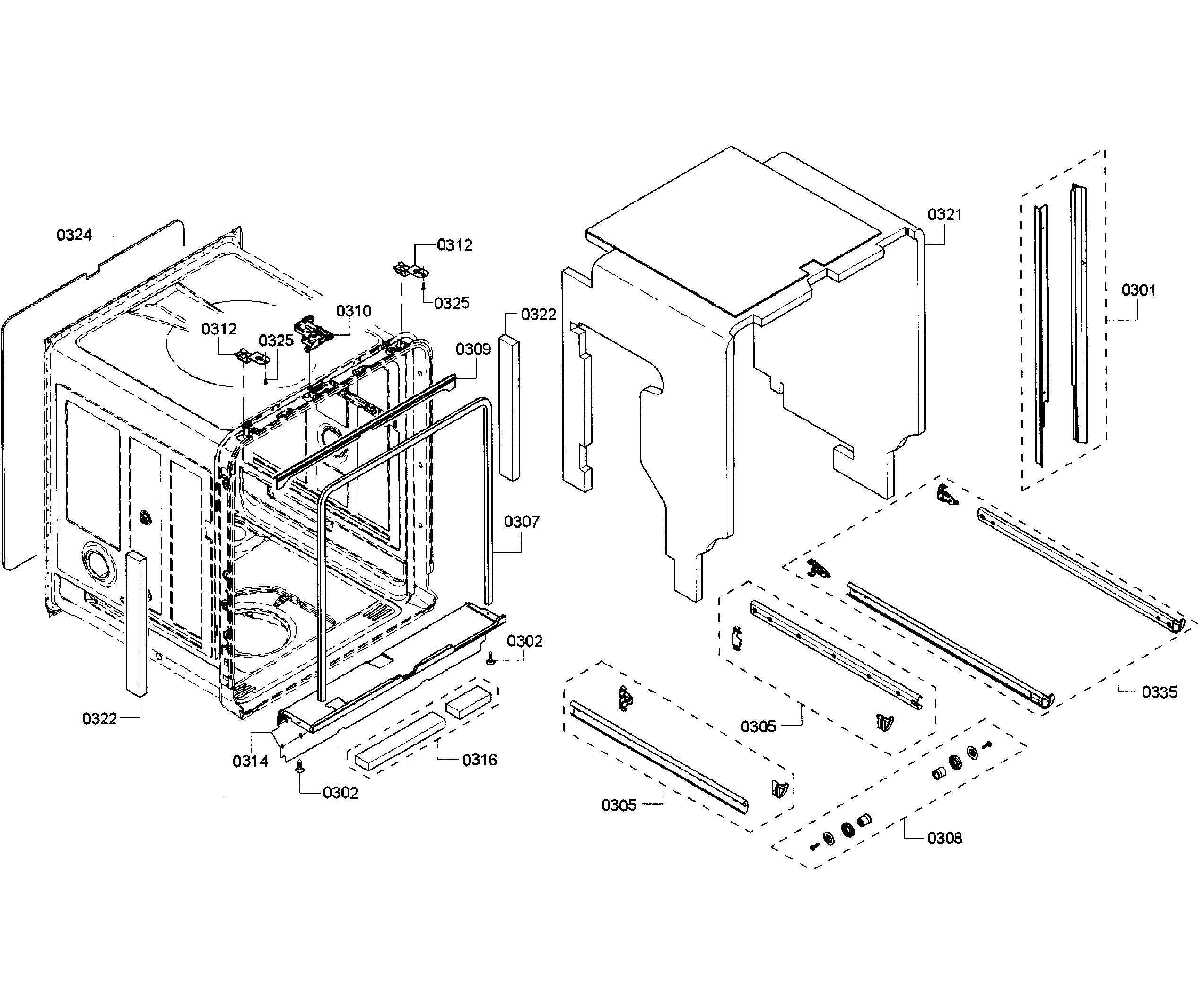Bosch SHE7PT52UC/02 cabinet section diagram