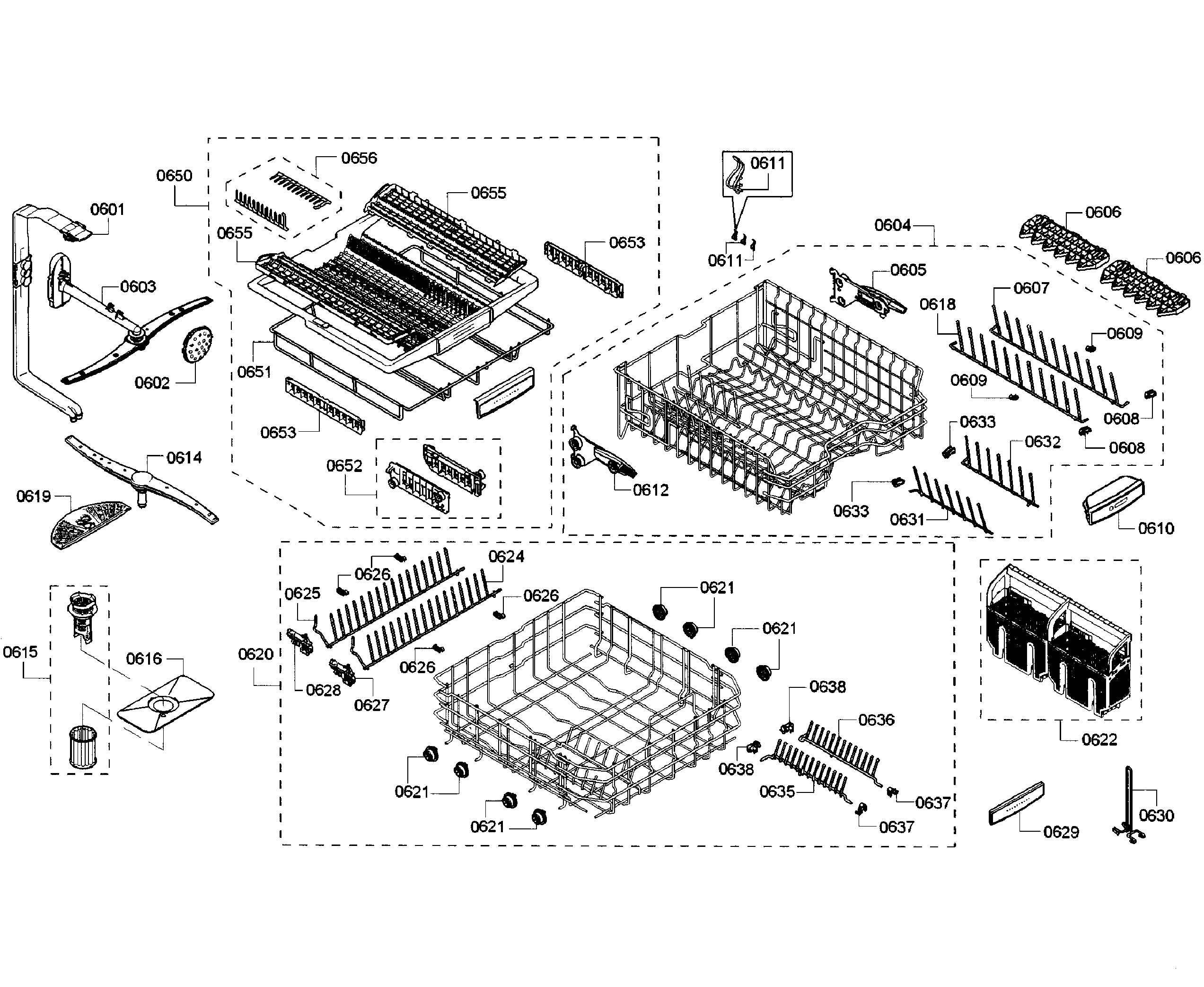 Bosch SHE7PT52UC/02 racks section diagram
